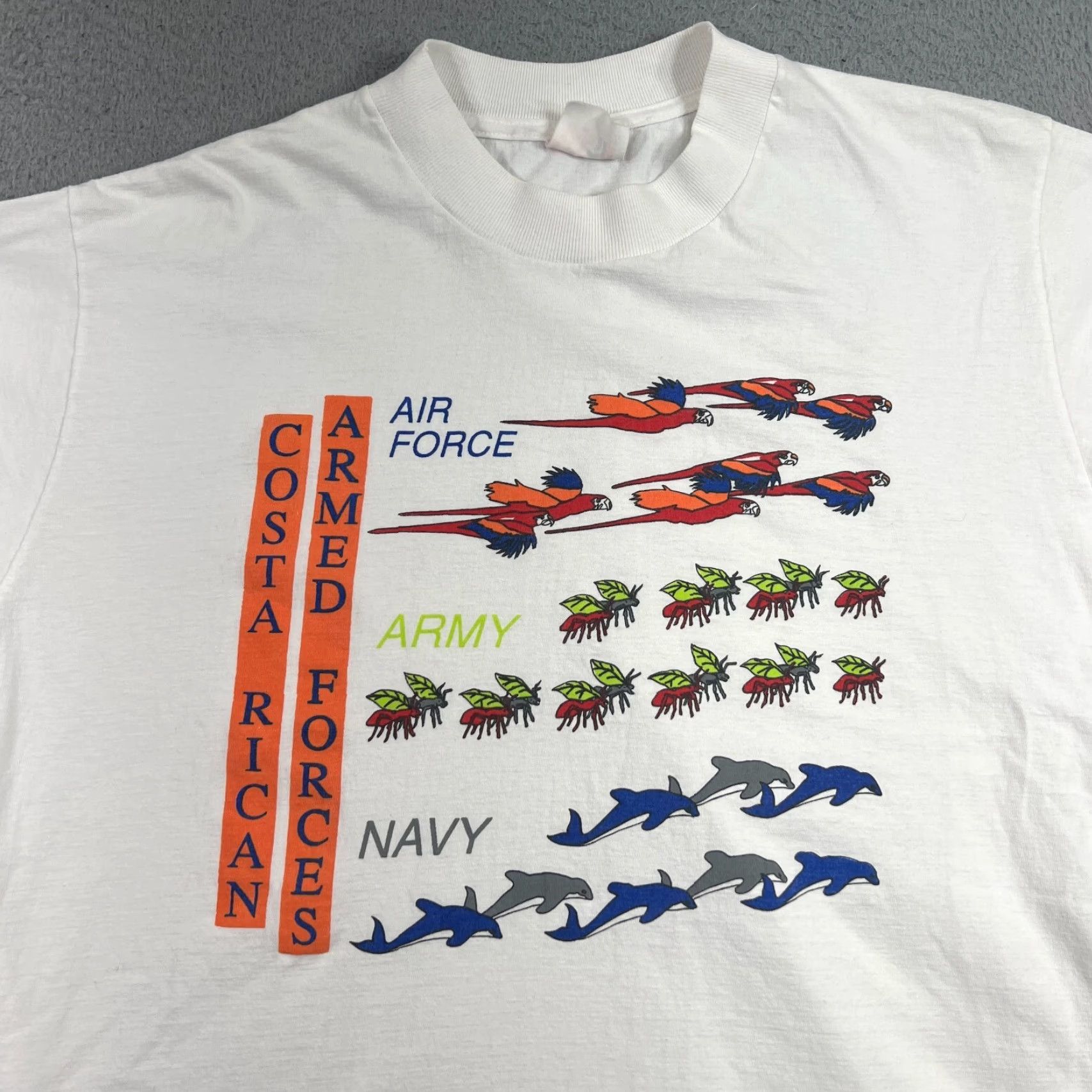 Vintage VINTAGE Pura Vida Military T-Shirt White XL Graphic Tee Army Navy Air Force Parrot 80s Mens Size US XL / EU 56 / 4 - 2 Thumbnail