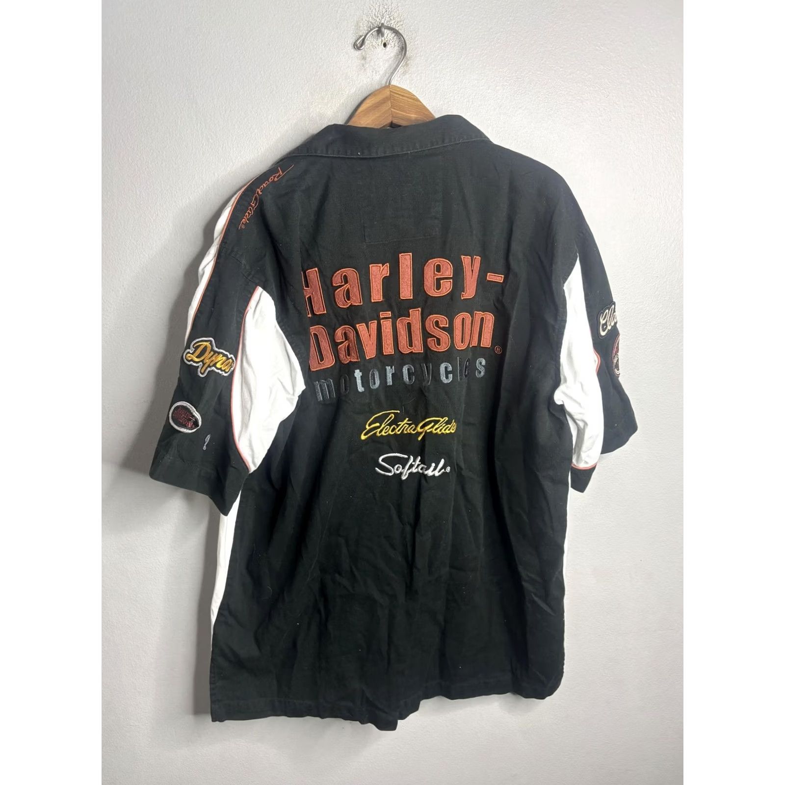 Harley Davidson Harley-Davidson Shirt Mens Large Black White Embroidered Button Front Biker Size US L / EU 52-54 / 3 - 6 Thumbnail