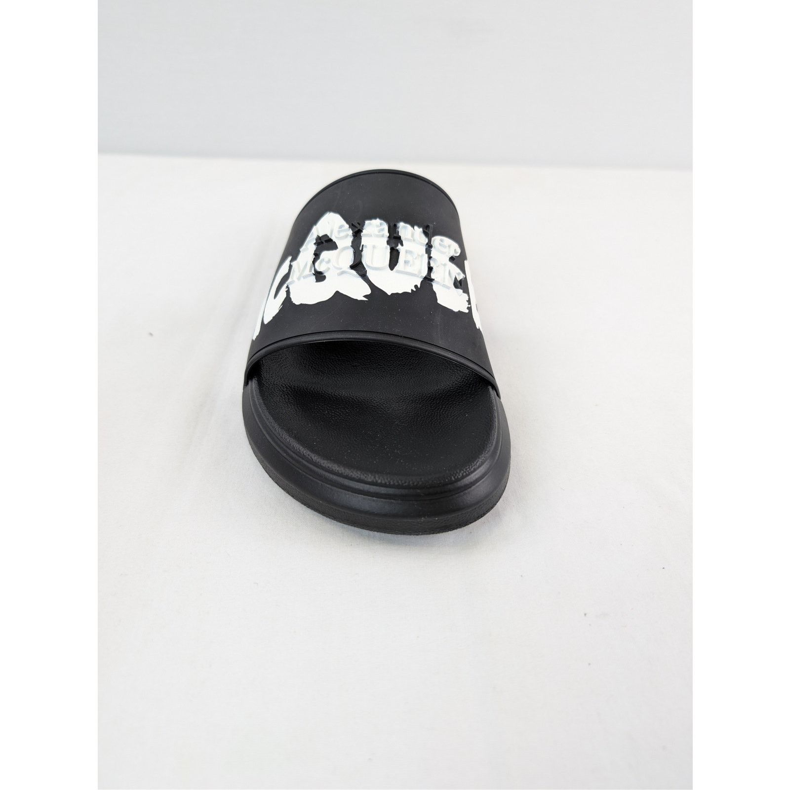 Alexander McQueen o1rshd1 Sandal Rubber Slider Logo Slippers in Black 45 Size US 12 / EU 45 - 12 Thumbnail