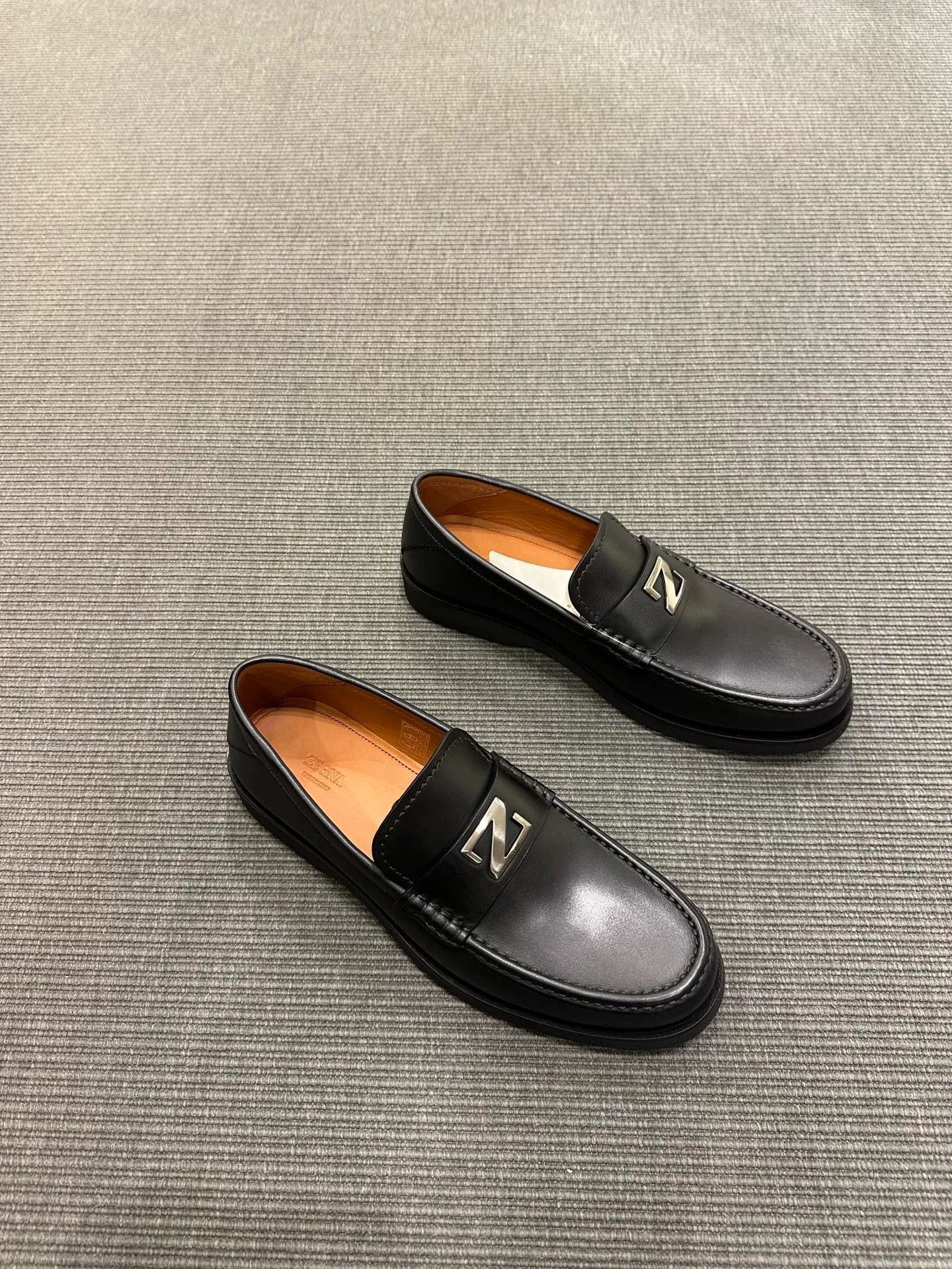 Ermenegildo Zegna Zegna Black Leather Men's Loafers Size US 10 / EU 43 - 2 Thumbnail