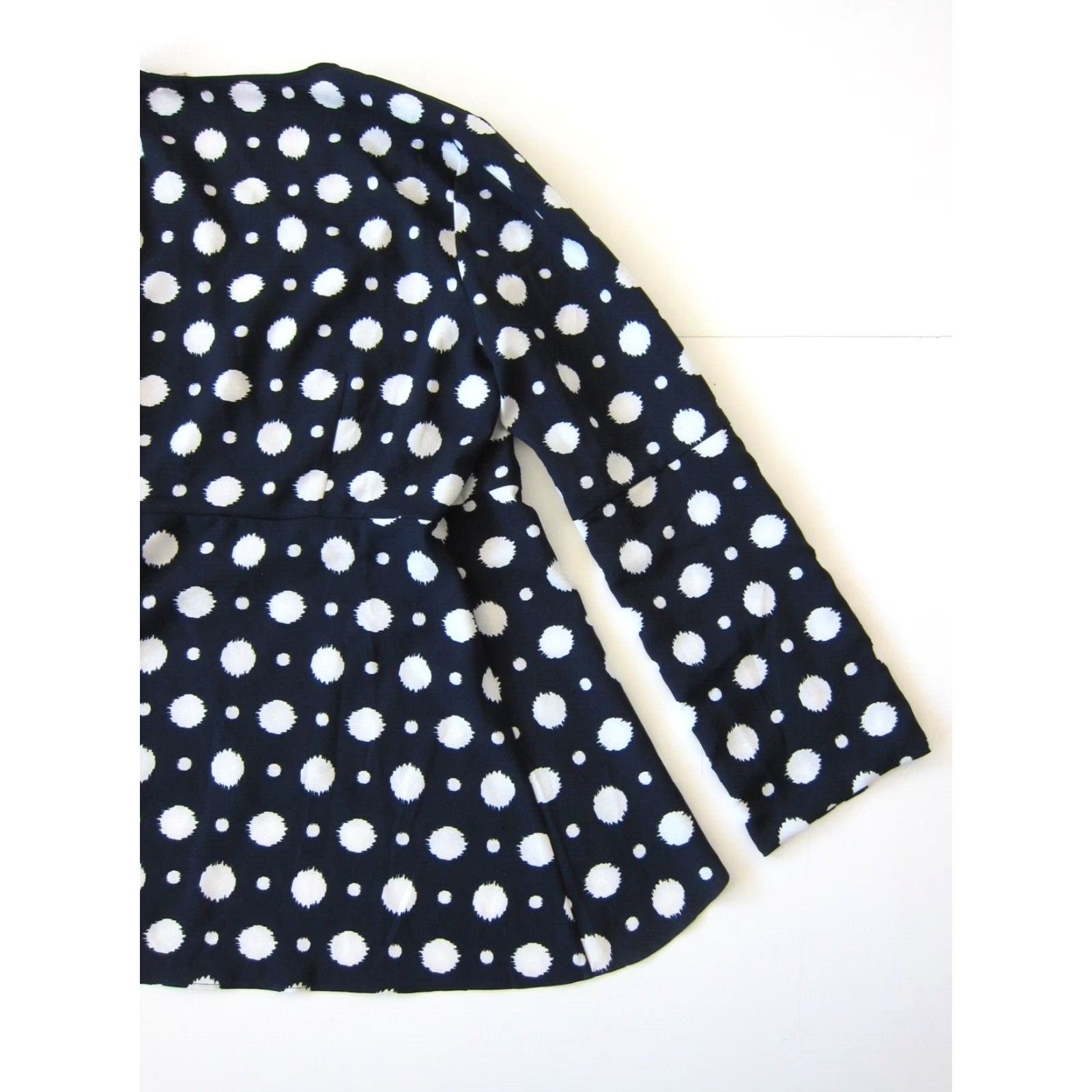 Vintage New Laurie Felt Blue White Polka Dot Long Flare Sleeve Wrap Blouse Women Small Size S / US 4 / IT 40 - 6 Thumbnail