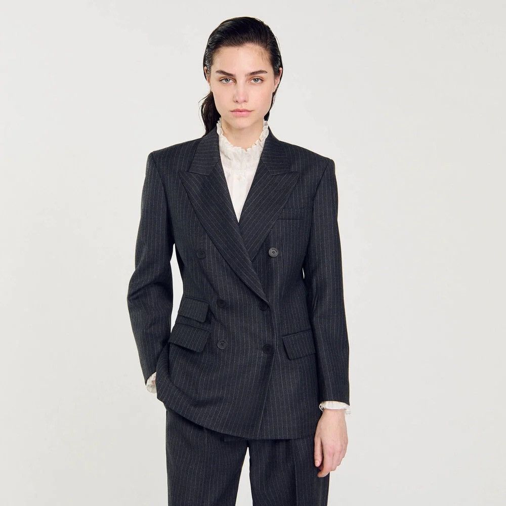 Sandro STRIPPED SUIT JACKET Size XS / US 0-2 / IT 36-38 - 1 Thumbnail