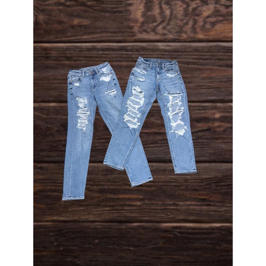 American Eagle Outfitters 2 Pair American Eagle Women Distress Jean 00 Skinny Straight Size 24" / US 00 / IT 34 - 4 Thumbnail