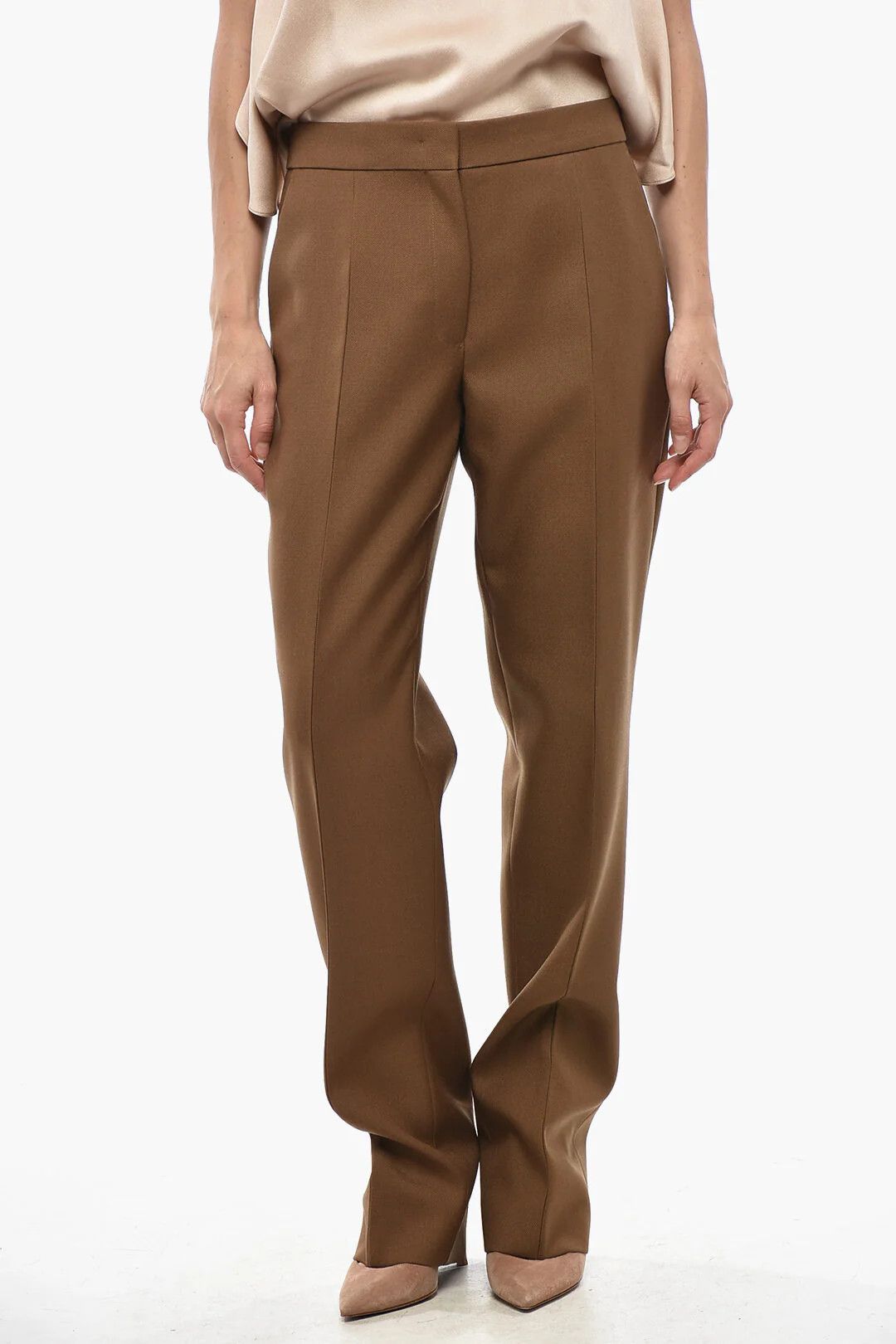 Jil Sander og1mm0626 Slim Fit Wool Twill Pant in Brown Size 30" / US 8 / IT 44 - 1 Thumbnail