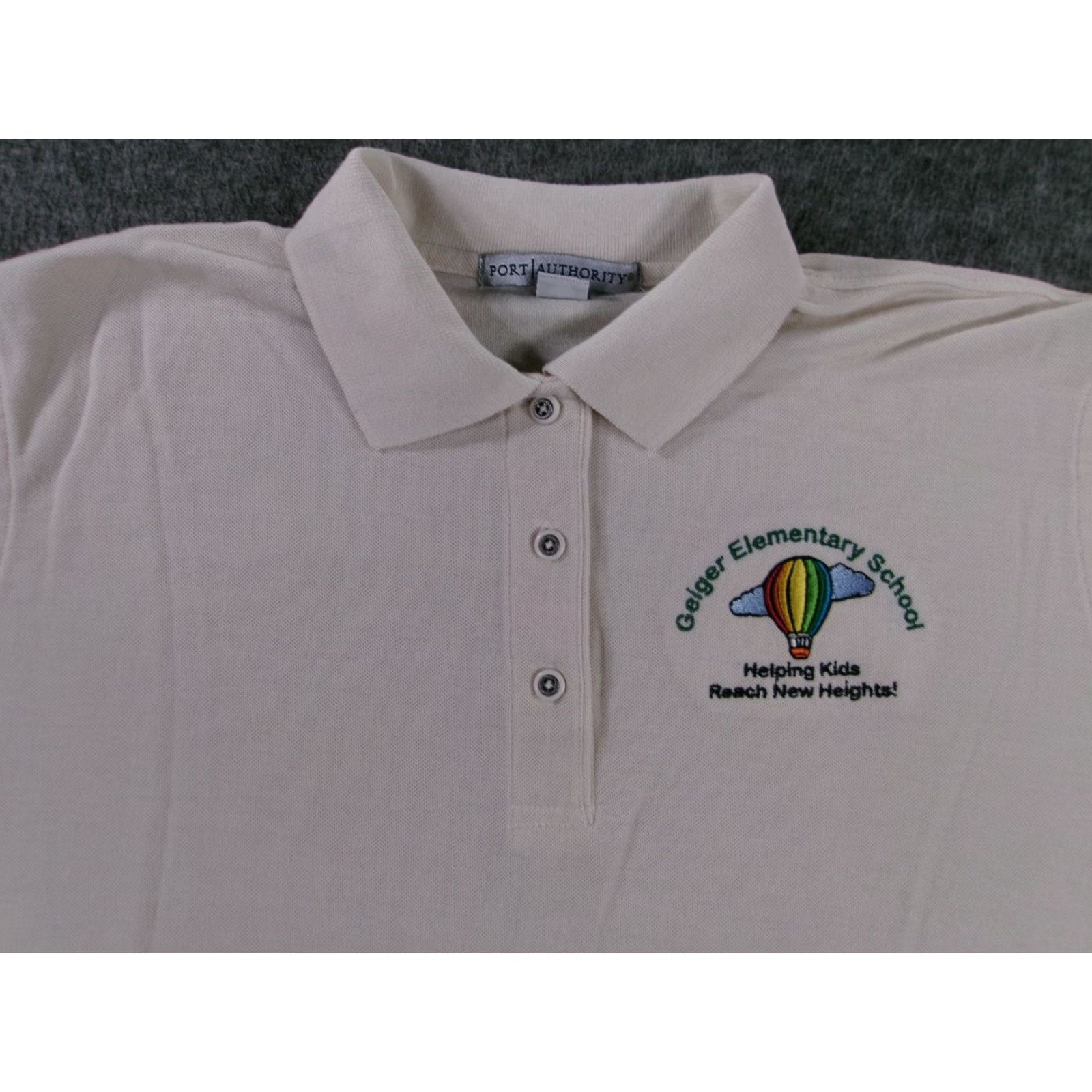Port Authority Geiger Elementary School Polo Women Large Beige Embroidered Uniform Lewiston Size L / US 10 / IT 46 - 2 Thumbnail