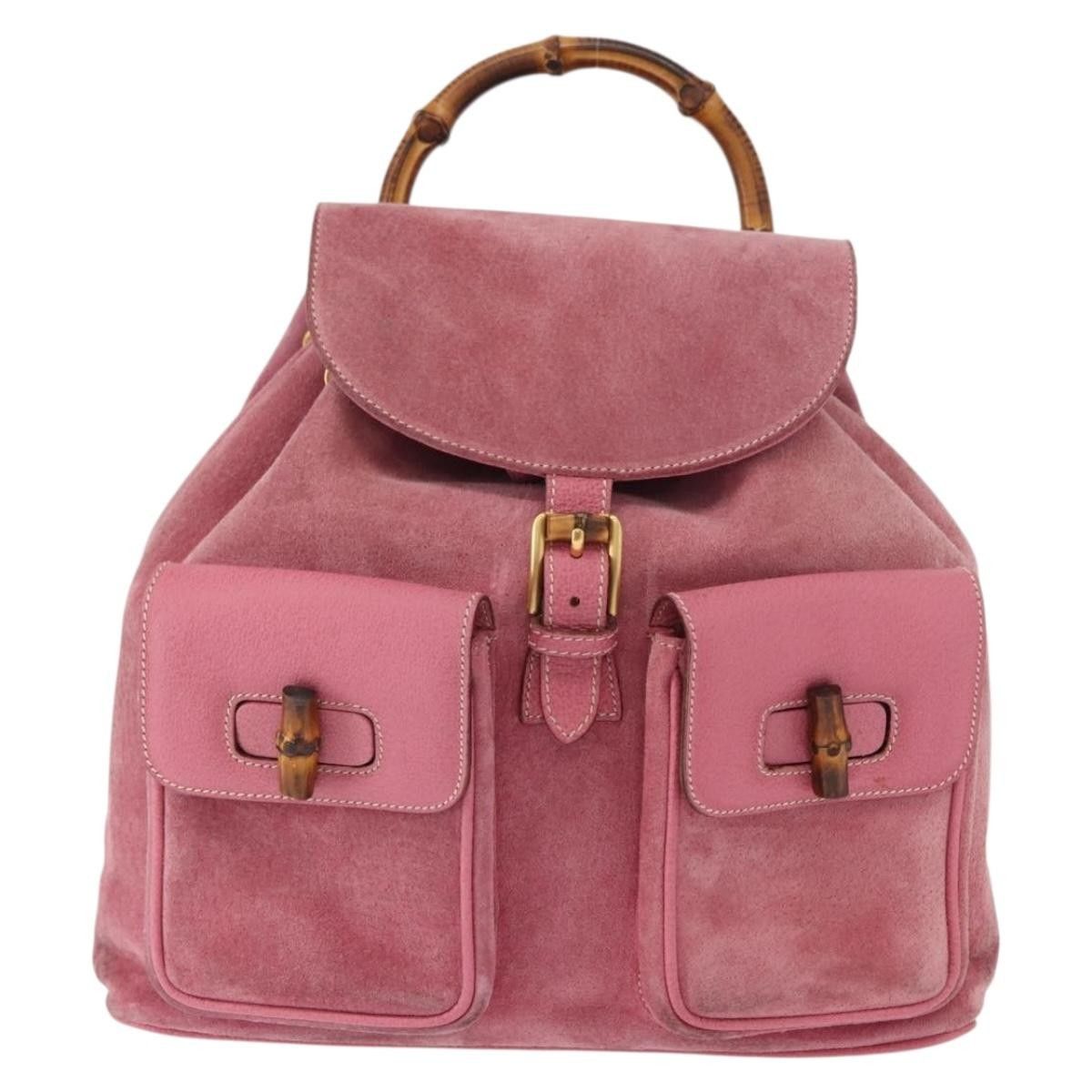 Gucci Vintage Bamboo Backpack Suede