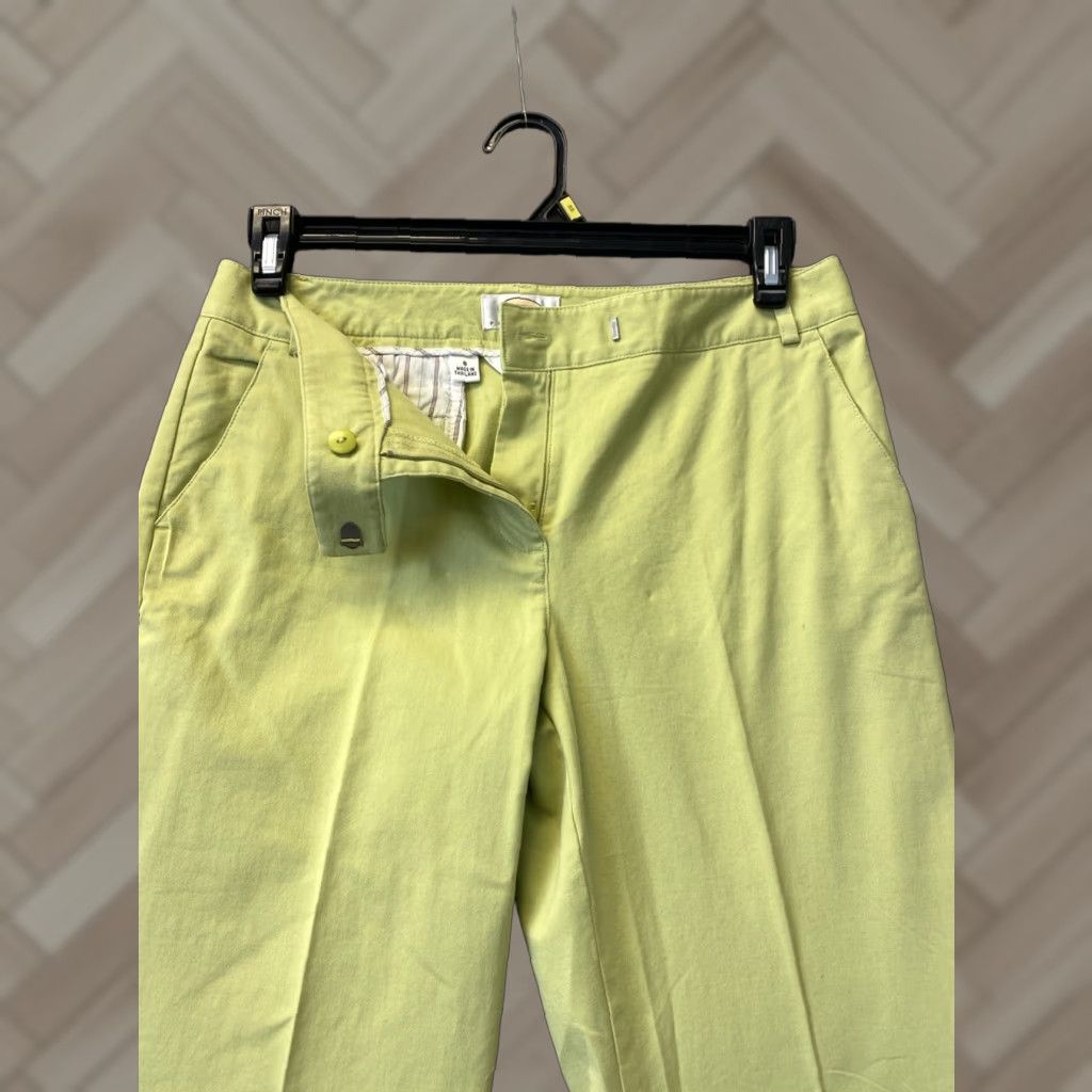 Talbots VINTAGE Talbots Pants Womens 8 Chino Straight Leg Size 8 High Rise Lime Cotton Spandex Casual Workwear Size 30" / US 8 / IT 44 - 1 Thumbnail