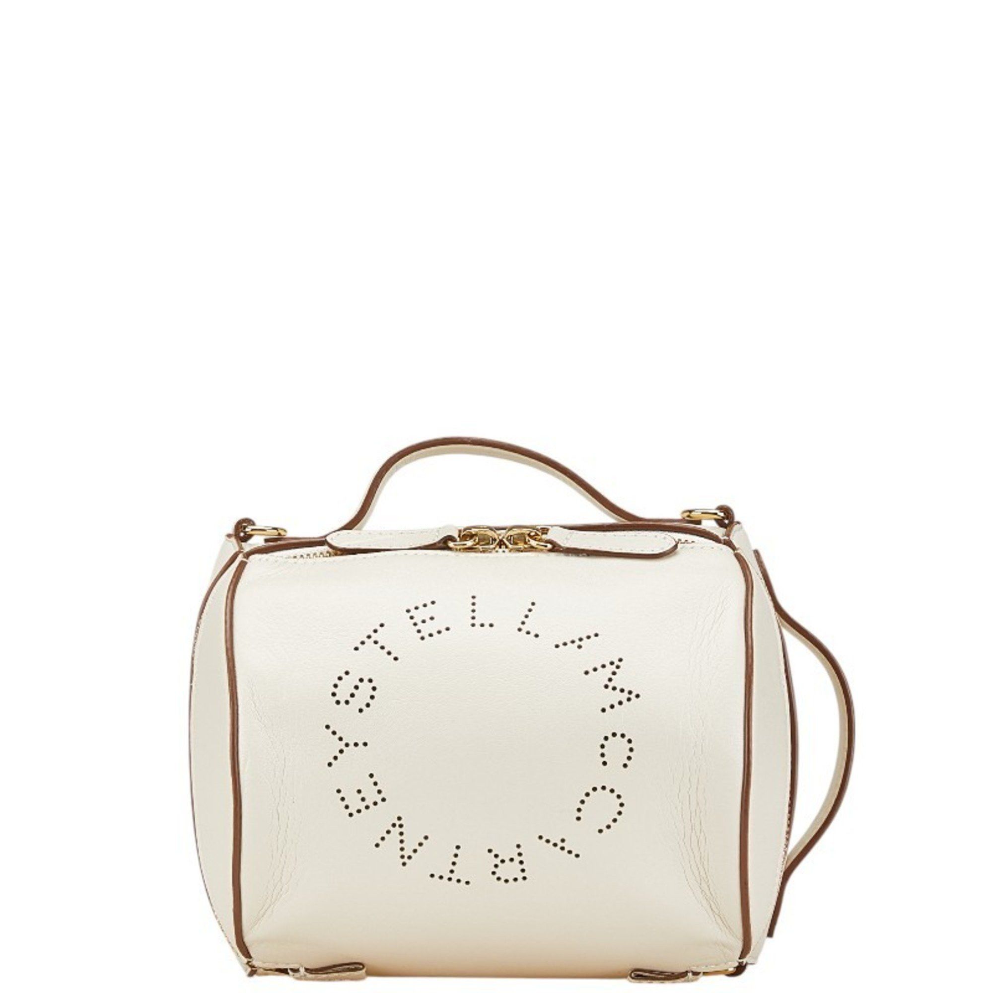 Stella Mccartney Perforated Handbag Shoulder Bag White Synthetic Leather Women's