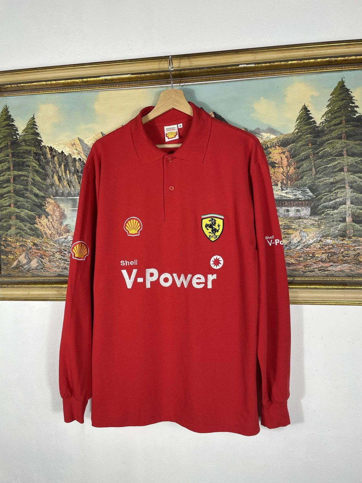 Ferrari × Vintage Red Vintage Retro Y2k 00s Ferrari Longsleeve Polo Tee Size US M / EU 48-50 / 2 - 3 Thumbnail