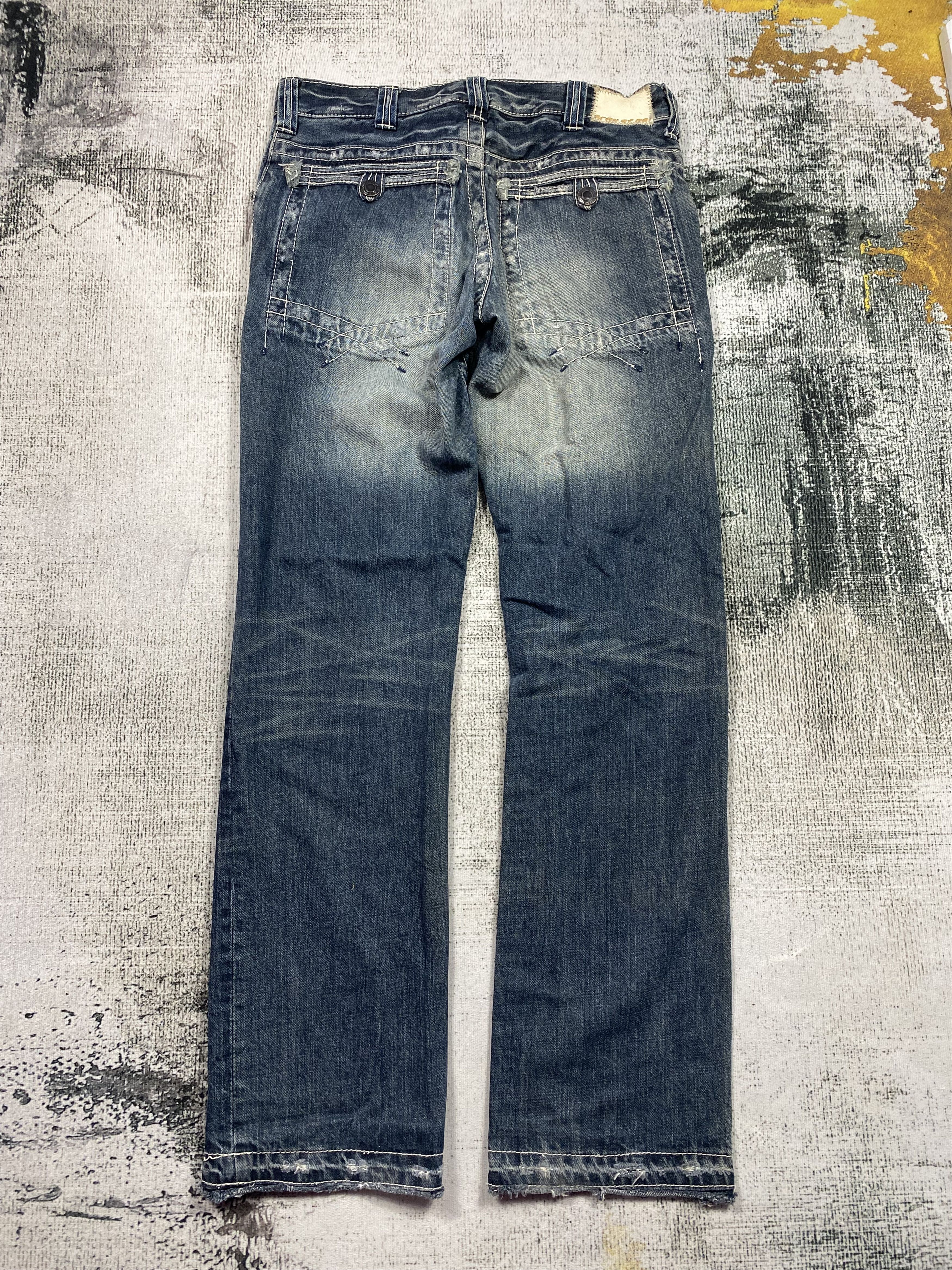 Japanese Brand SICKS💥Japanese Distressed Denim Whiskers Rusty Faded Jeans Size US 30 / EU 46 - 2 Thumbnail