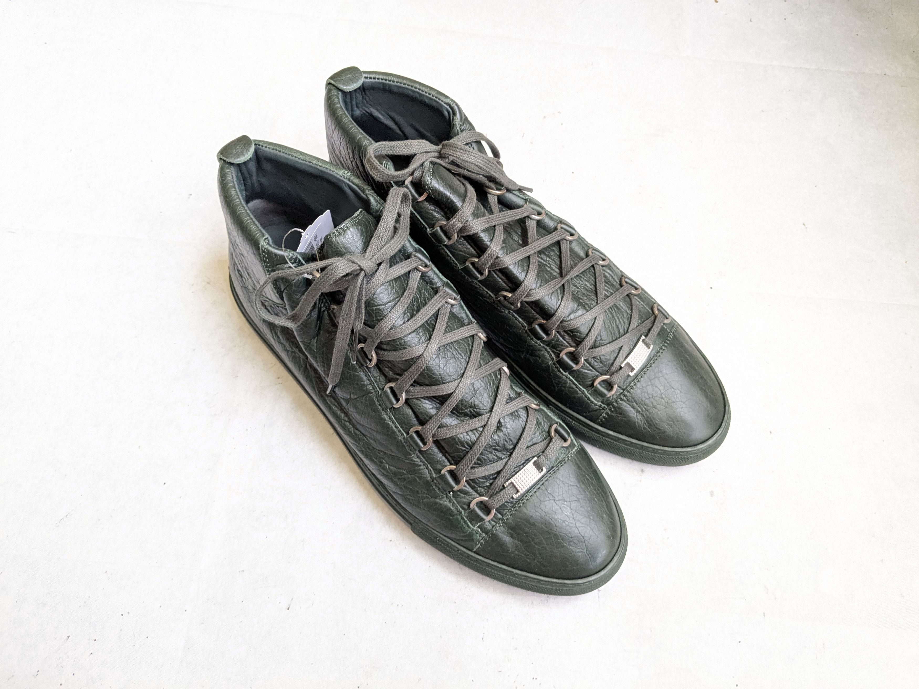Balenciaga Balenciaga Arena Sneakers Dark Green 14 High Tops Leather Size US 14 / EU 47 - 4 Thumbnail