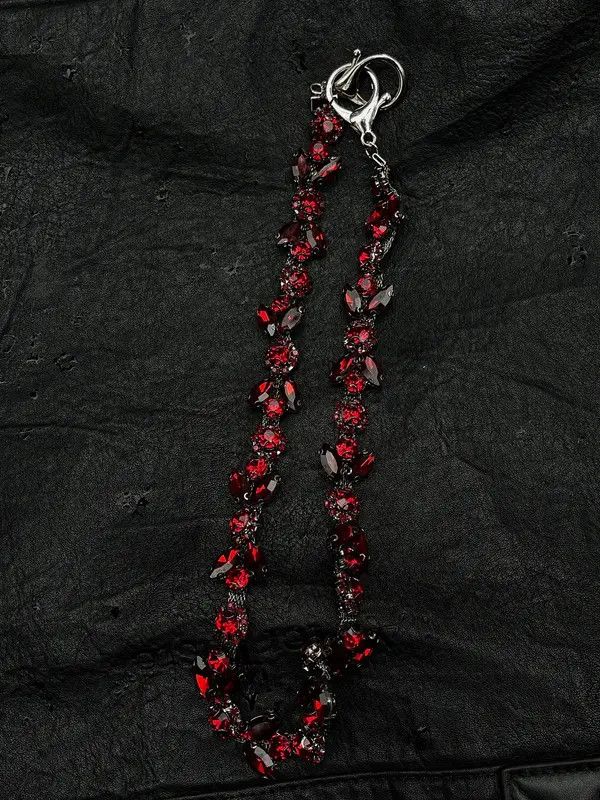 VIBE Blood Red Gemstone Chain Wallet / Belt Chain / Pants Chain Size ONE SIZE - 5 Thumbnail