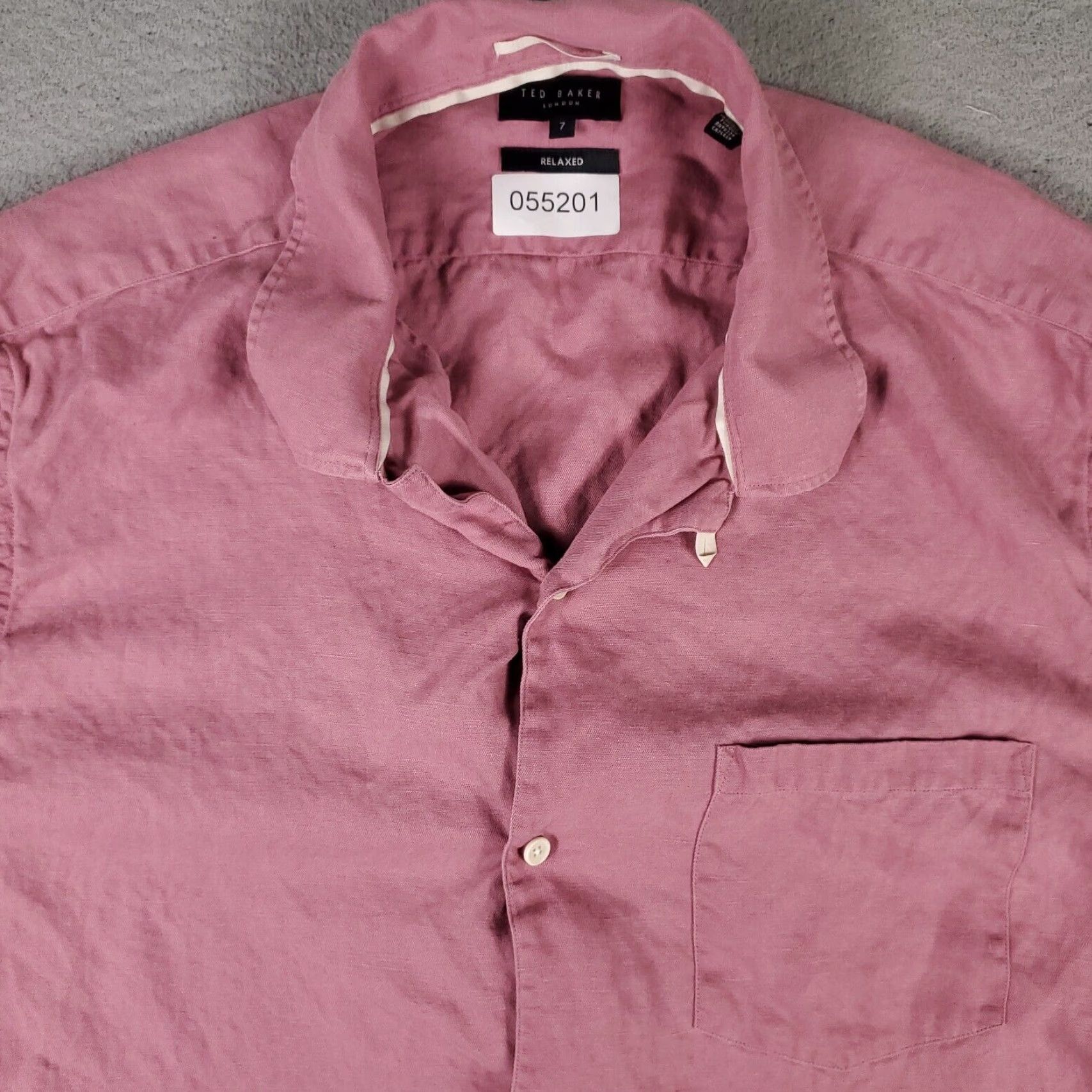Ted Baker Ted Baker London Shirt Mens Size 7 Red Camp Collar Button-Up Short Sleeve Cotton Linen Lyocell Classic Regular Mens Size US M / EU 48-50 / 2 - 2 Thumbnail