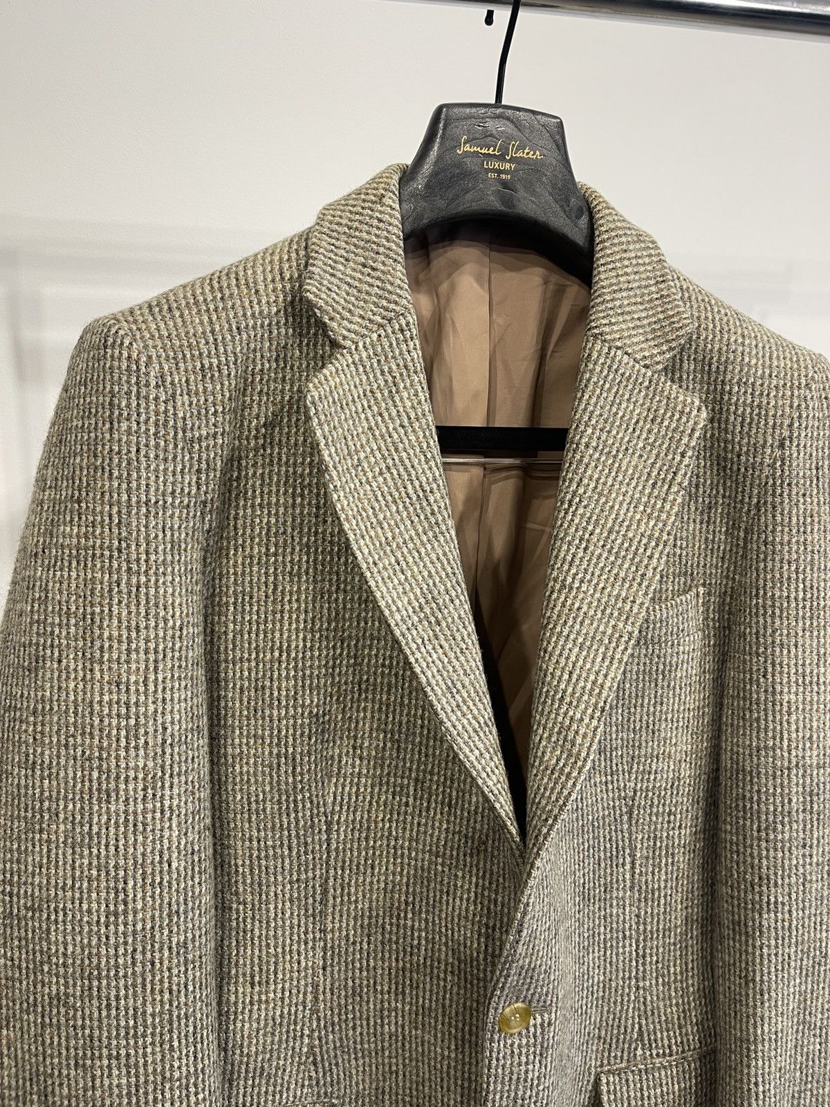 Harris Tweed 🔥Harris tweed wool blazer beige sport coat jacket 40L Size 40L - 3 Thumbnail
