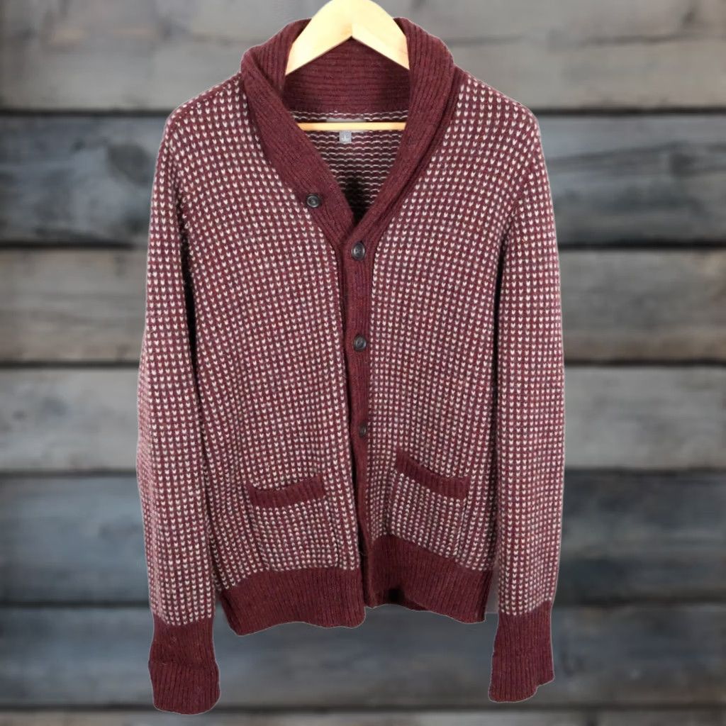 Vintage VINTAGE L.L. Bean Wool Cardigan Sweater Mens Large Red Birdseye 90s Retro Hipster Preppy Dad Geometric Knit Light Heavyweight Cardigan Size US L / EU 52-54 / 3 - 1 Thumbnail