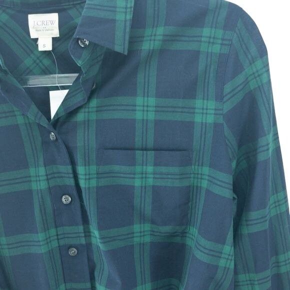 J.Crew J. Crew Factory Plaid Button Down Shirt Navy & Emerald Green Size S / US 4 / IT 40 - 4 Thumbnail