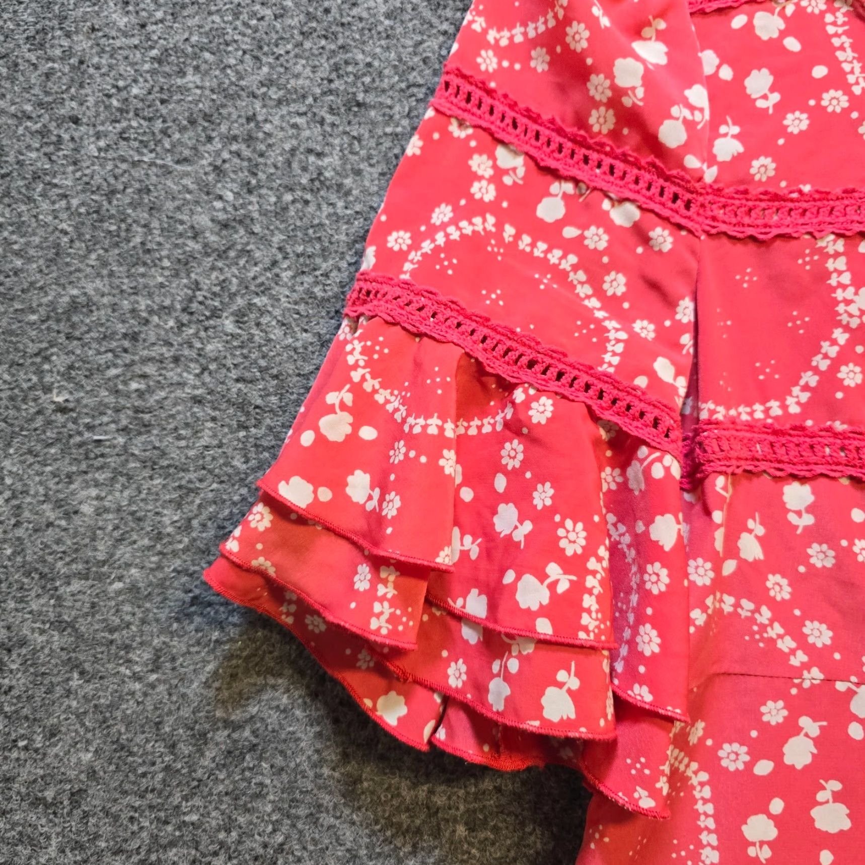 Free People Free People Dress Womens Size 2 Pink Floral Ruffle Sleeve Sheath Boho Casual Size XS / US 0-2 / IT 36-38 - 3 Thumbnail