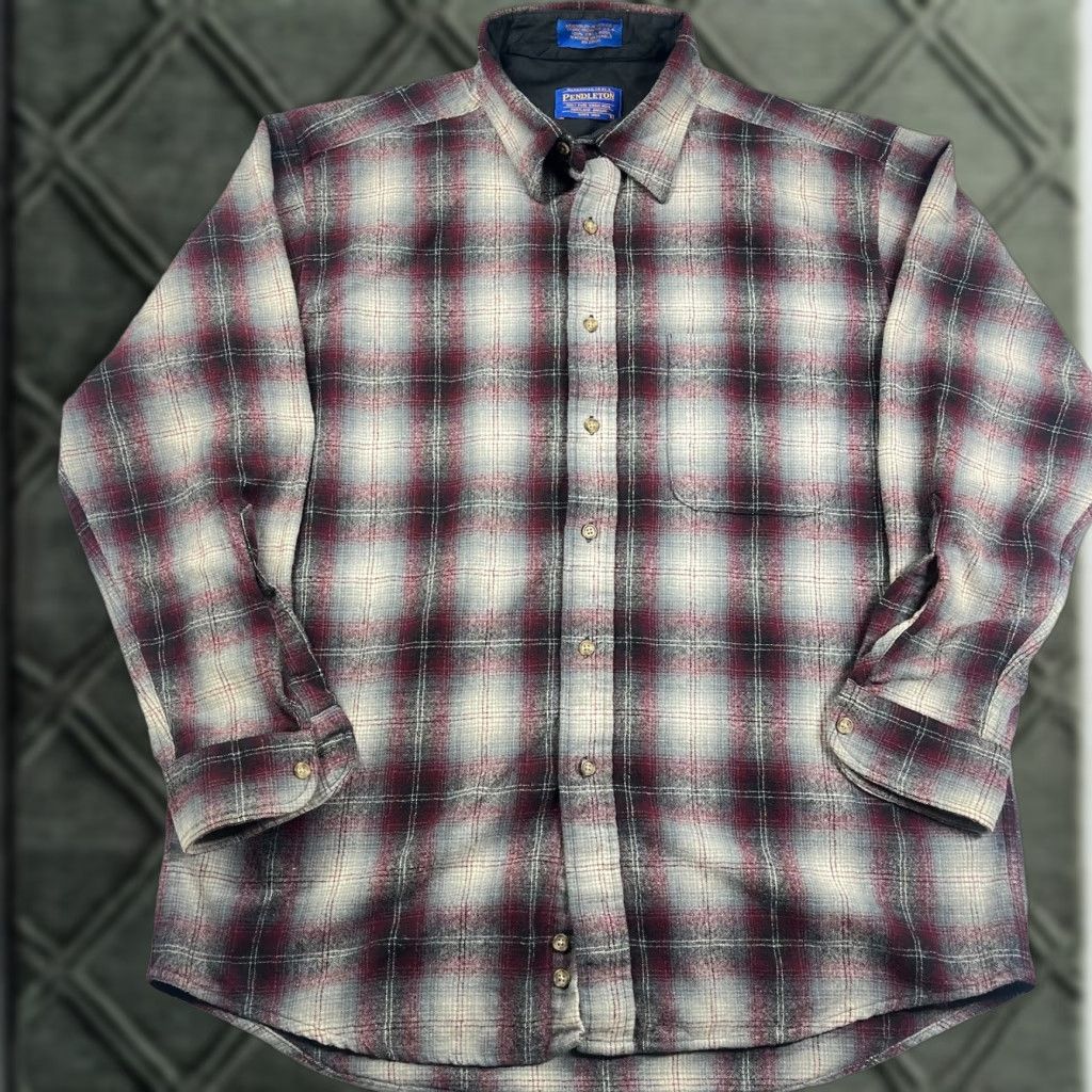 Pendleton VINTAGE Pendleton Flannel Shirt Wool Made In USA Medium Large Plaid Red Button-Up Long Sleeve Mens Board Shirt USA Size US L / EU 52-54 / 3 - 1 Thumbnail