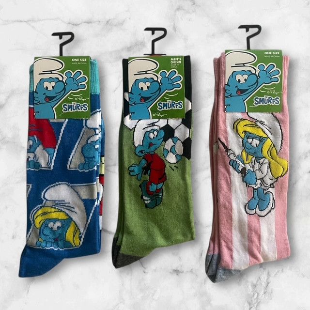 Other Smurfs Cartoon Crew Socks 7-12 (3-Pairs) Size ONE SIZE - 2 Thumbnail