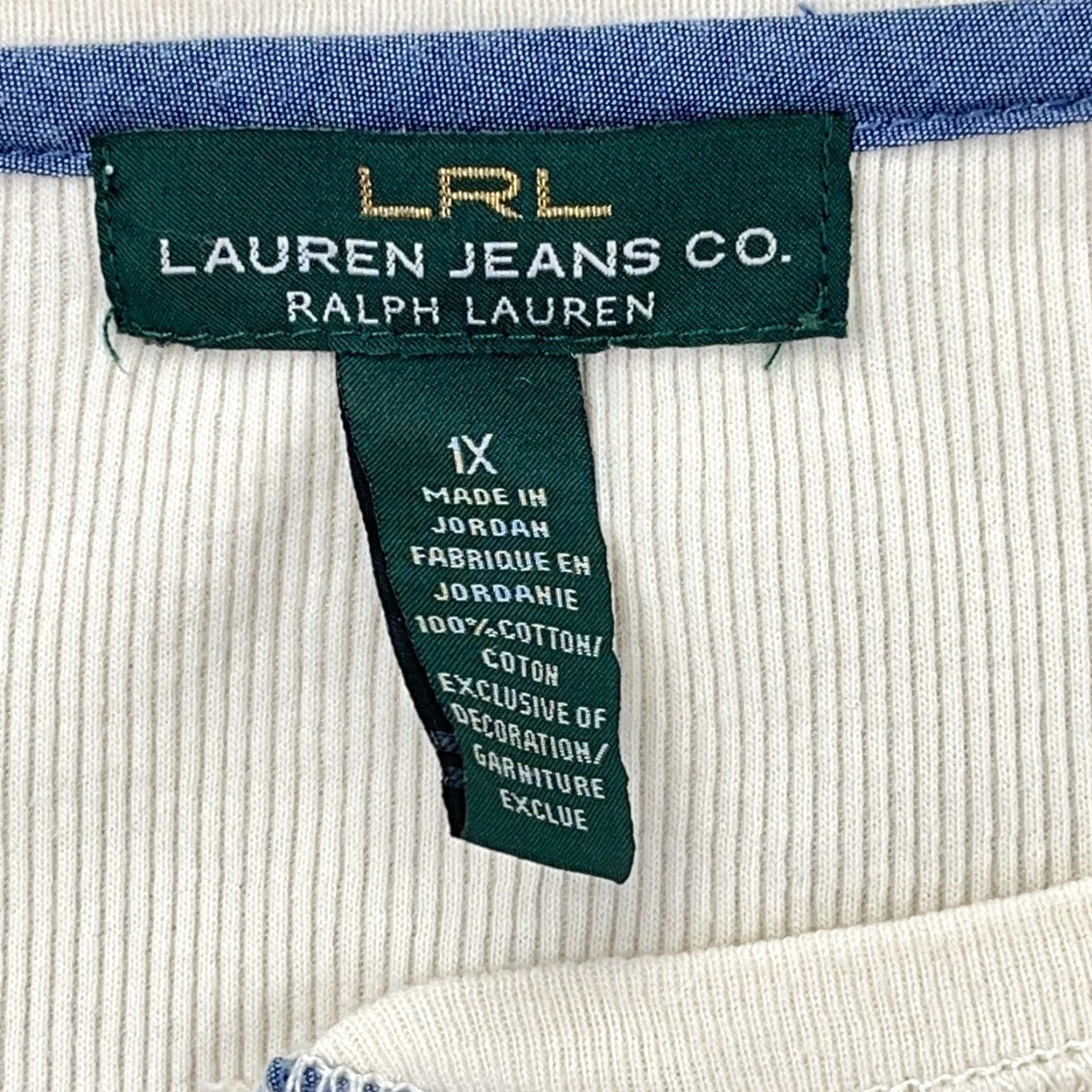 Ralph Lauren Vintage Ralph Lauren Women’s Henley Shirt 1X Cream White Cotton Thermal Casual Easy Care Size XL / US 12-14 / IT 48-50 - 3 Thumbnail