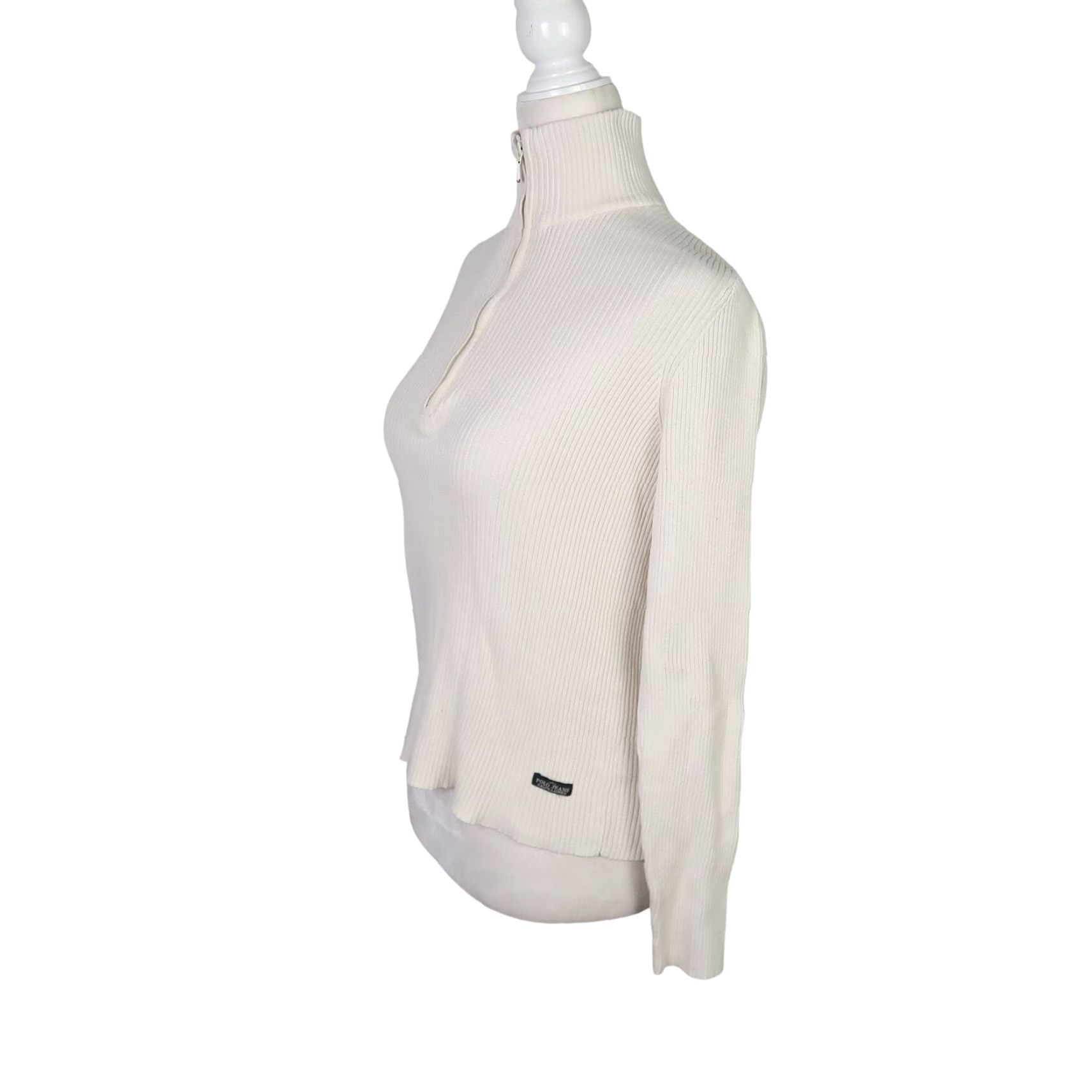 Ralph Lauren VINTAGE Polo Jeans Co. by Ralph Lauren Cotton Ribbed Knit Sweater Top M Women Long Sleeve Cream 90s Size M / US 6-8 / IT 42-44 - 3 Thumbnail