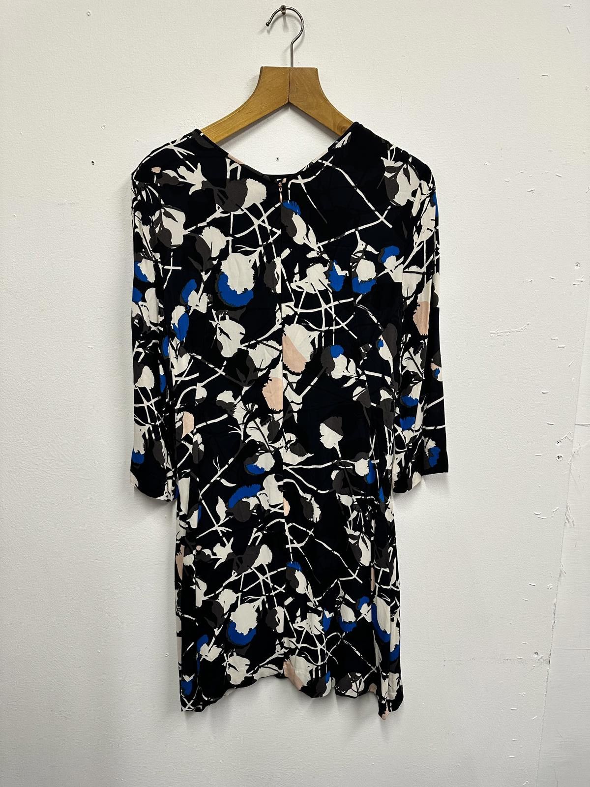 Jigsaw Jigsaw Black Abstract Floral Print Long Sleeve Dress Size L / US 10 / IT 46 - 2 Thumbnail