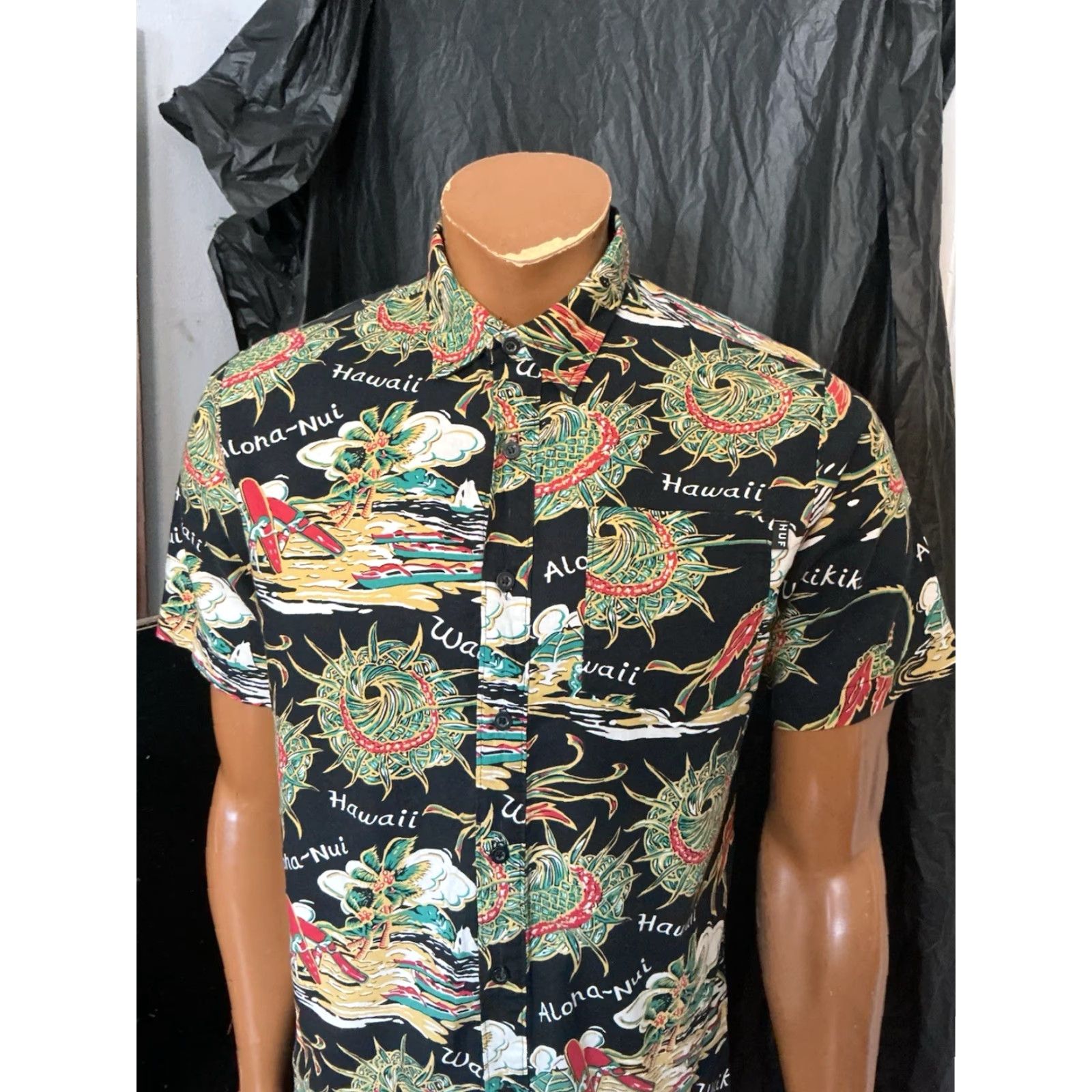 Huf Huf Worldwide Aloha Nui Hawaii All Over Print Hawaiian Button Front S/S Shirt MD M Multicolor Mens Shirt Size US M / EU 48-50 / 2 - 8 Thumbnail