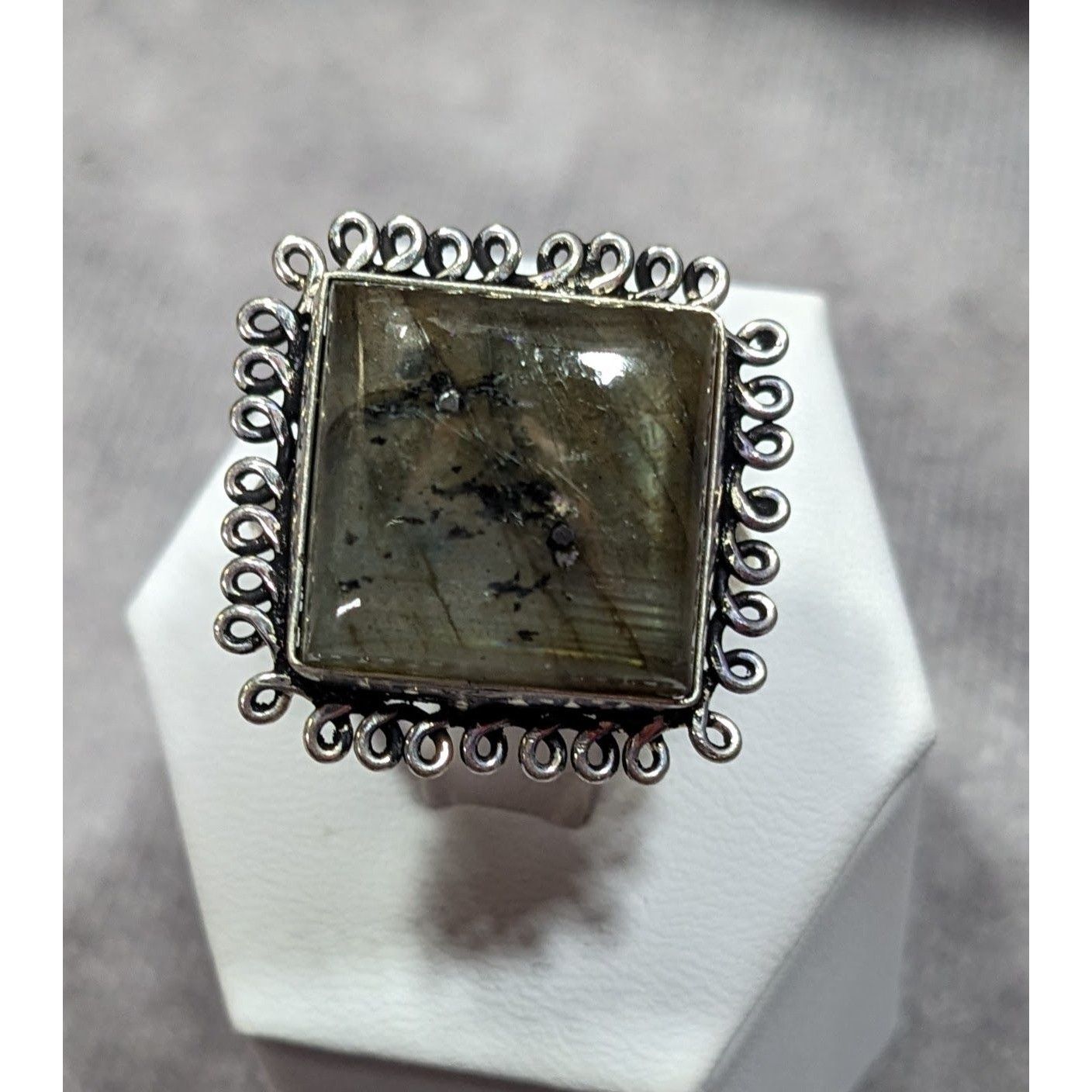 Other Whimsical Labradorite Square Cut Sterling Silver Ring Size 1 Size ONE SIZE - 11 Thumbnail