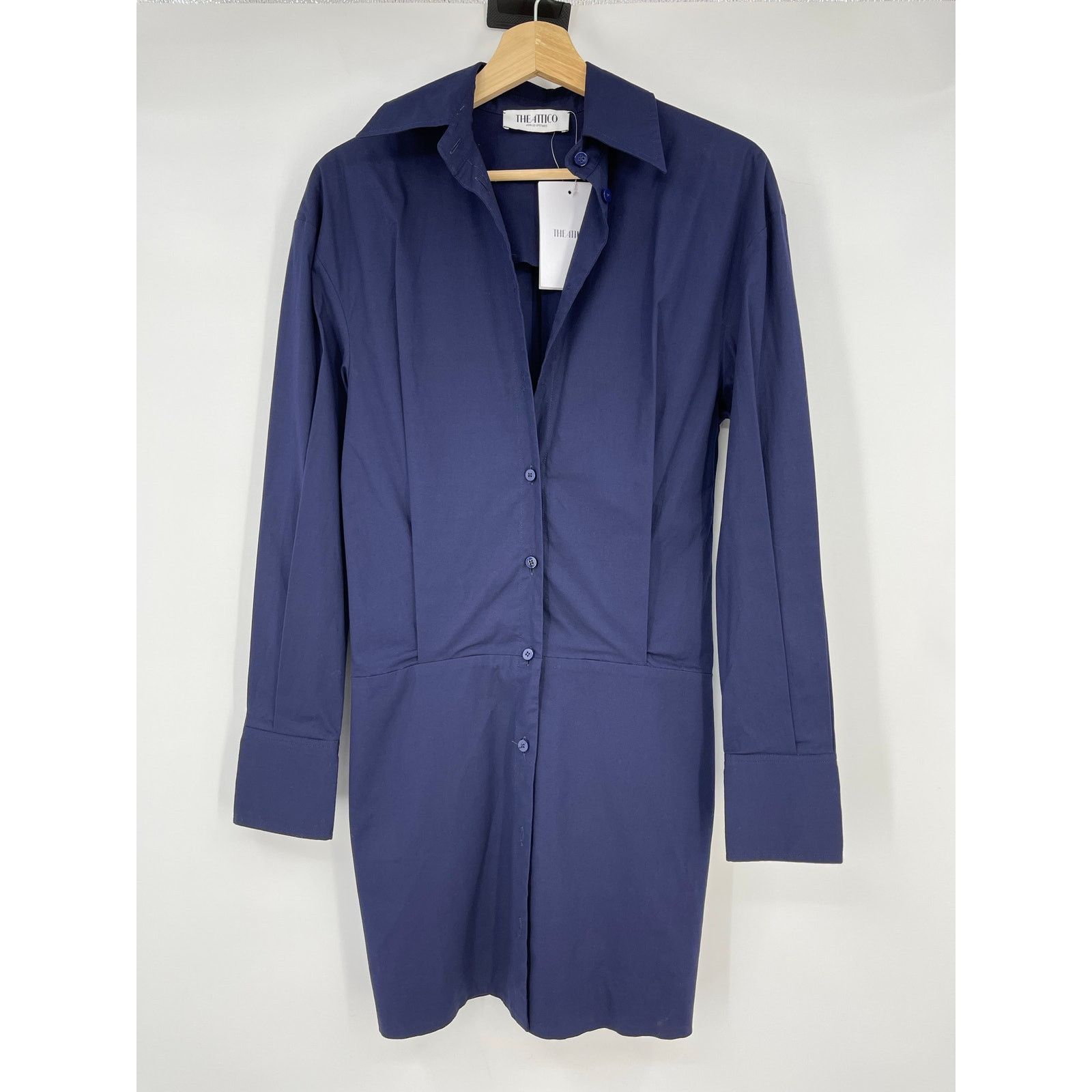 The Attico THE ATTICO | NWT Long Sleeve Shirt Dress in Navy Blue IT 38 Size XS / US 0-2 / IT 36-38 - 4 Thumbnail