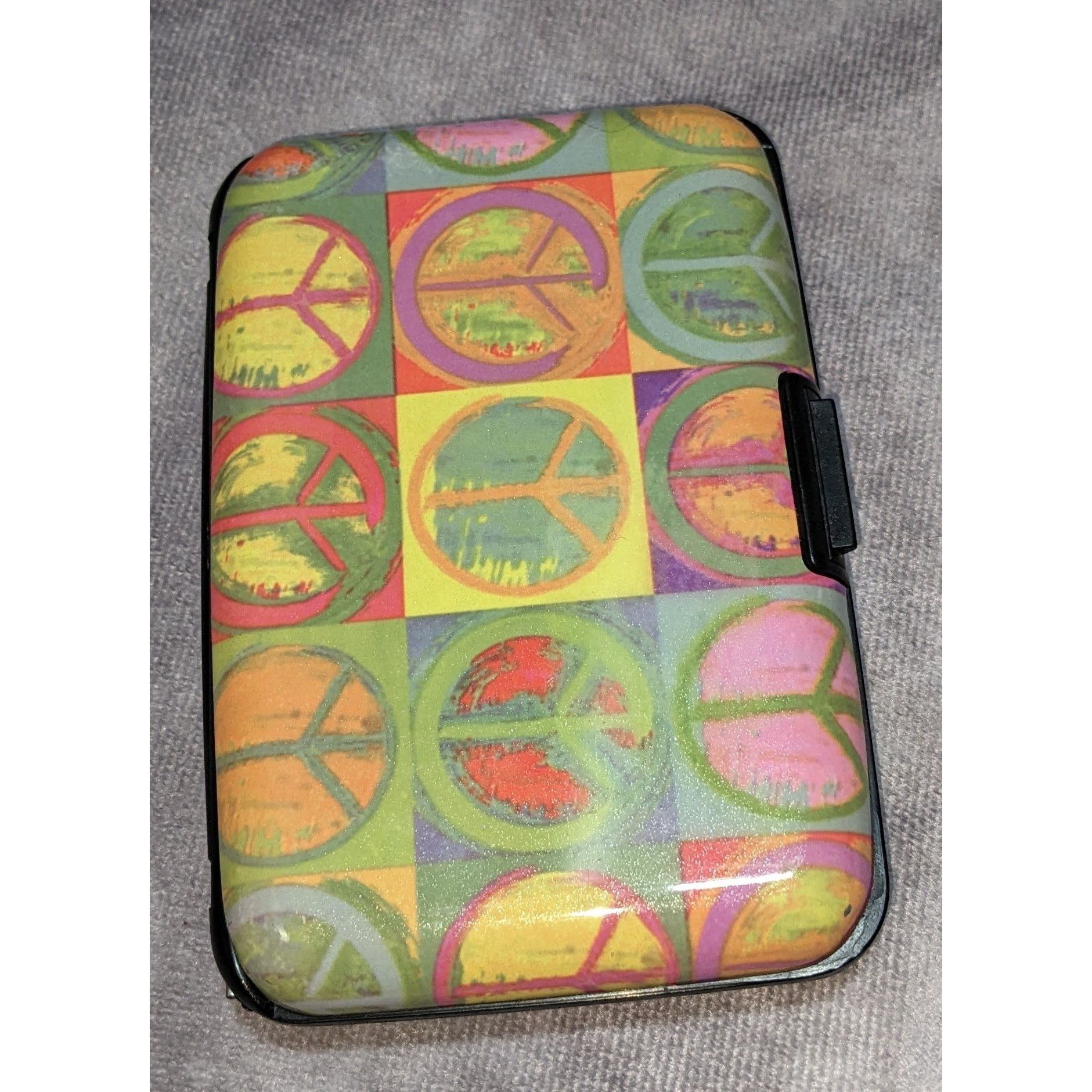 Other Hippie Peace Sign Hard Shell Accordion Card Holder Wallet Size ONE SIZE - 2 Thumbnail