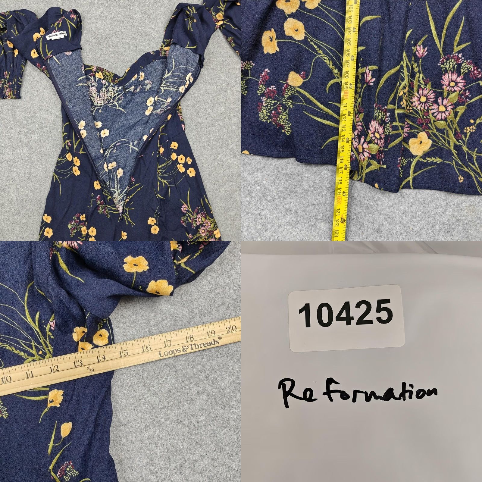 Reformation Reformation Dress Womens Blue Floral Sweetheart Puff Sleeve Fit & Flare Maxi 6 Size M / US 6-8 / IT 42-44 - 8 Thumbnail