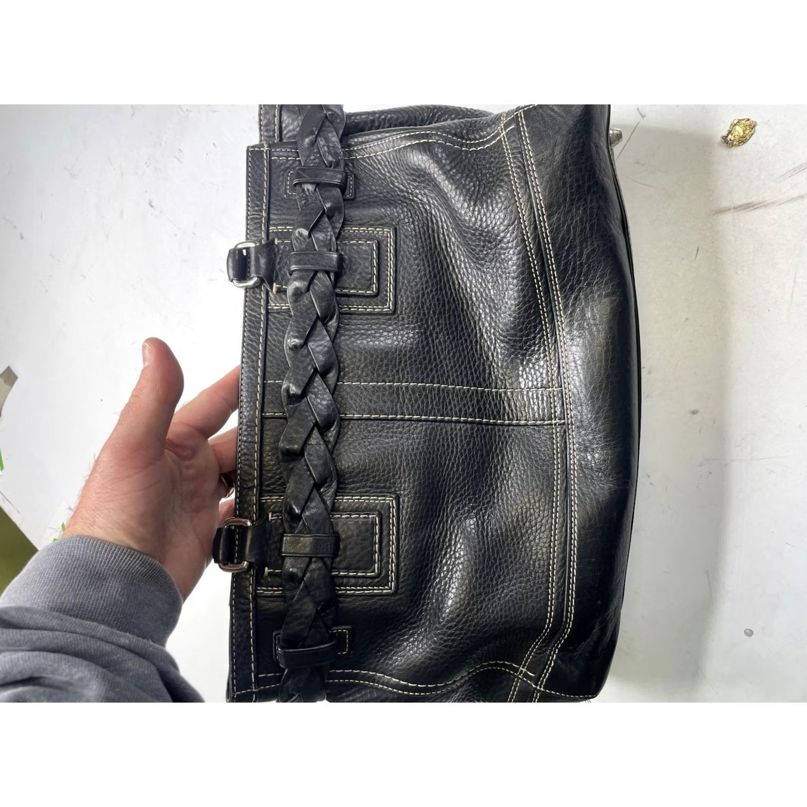 Coach Coach Hamptons Tote Handbag Pebbled Leather Black F13084 Y2K Bag Size ONE SIZE - 7 Thumbnail