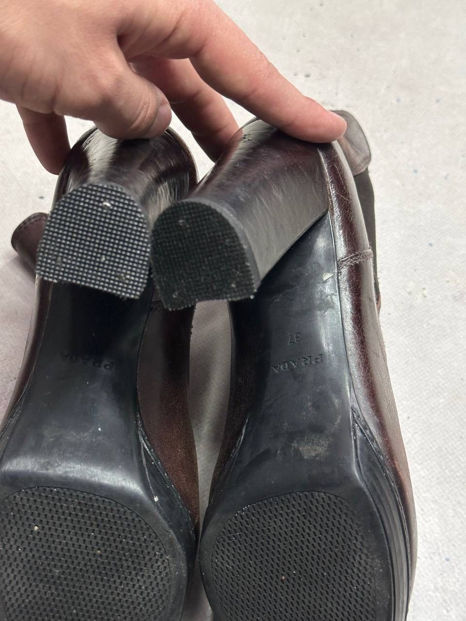 Prada Prada Brown Leather Ankle Boots High Heel Chelsea Style 37 Size US 6.5 / IT 36.5 - 10 Thumbnail