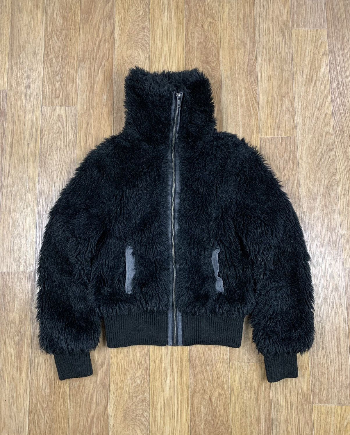 If Six Was Nine Black Full Faux Fur Opium Cropped Jacket Y2K Size M / US 6-8 / IT 42-44 - 2 Thumbnail