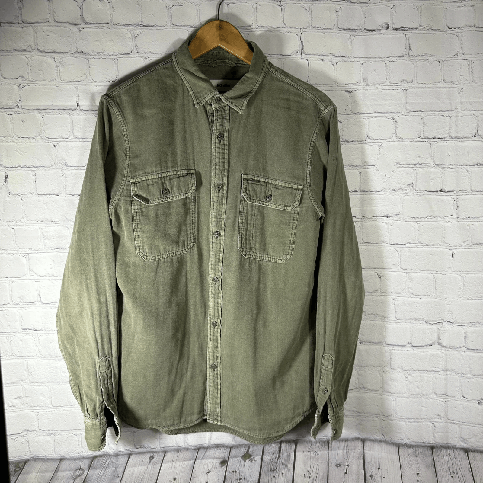 Buck Mason Men's Olive Green Cotton Field Shirt Workwear, Men's