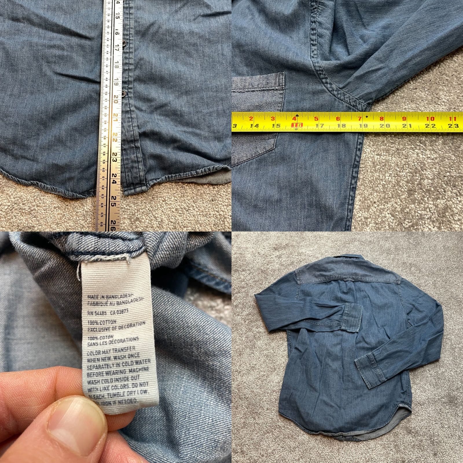 American Eagle Outfitters American Eagle Button Up Shirt Womens XS Blue Chambray Cotton Size XS / US 0-2 / IT 36-38 - 8 Thumbnail