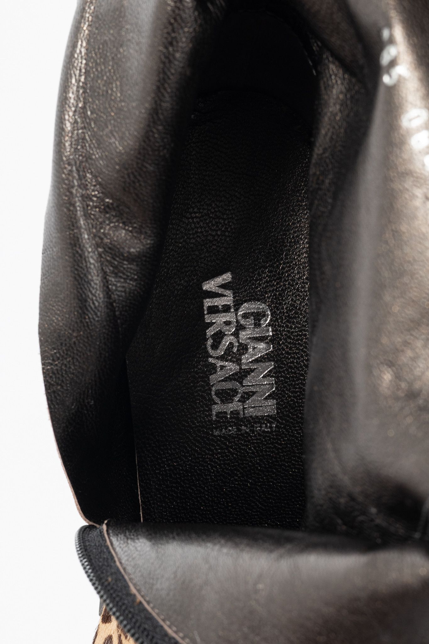 Versace Gianni Versace Camel & Brown Cheetah Calf-Hair Booties Size US 7.5 / IT 37.5 - 10 Thumbnail