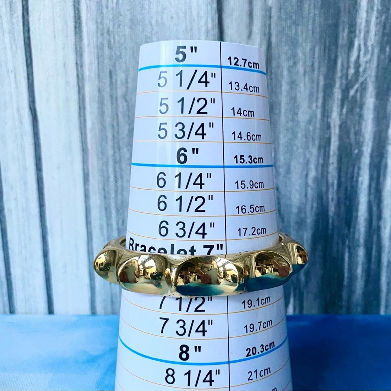 Other Vintage Chunky Gold Bamboo Hinged Bangle Bracelet Clamp Cuff Size ONE SIZE - 6 Thumbnail