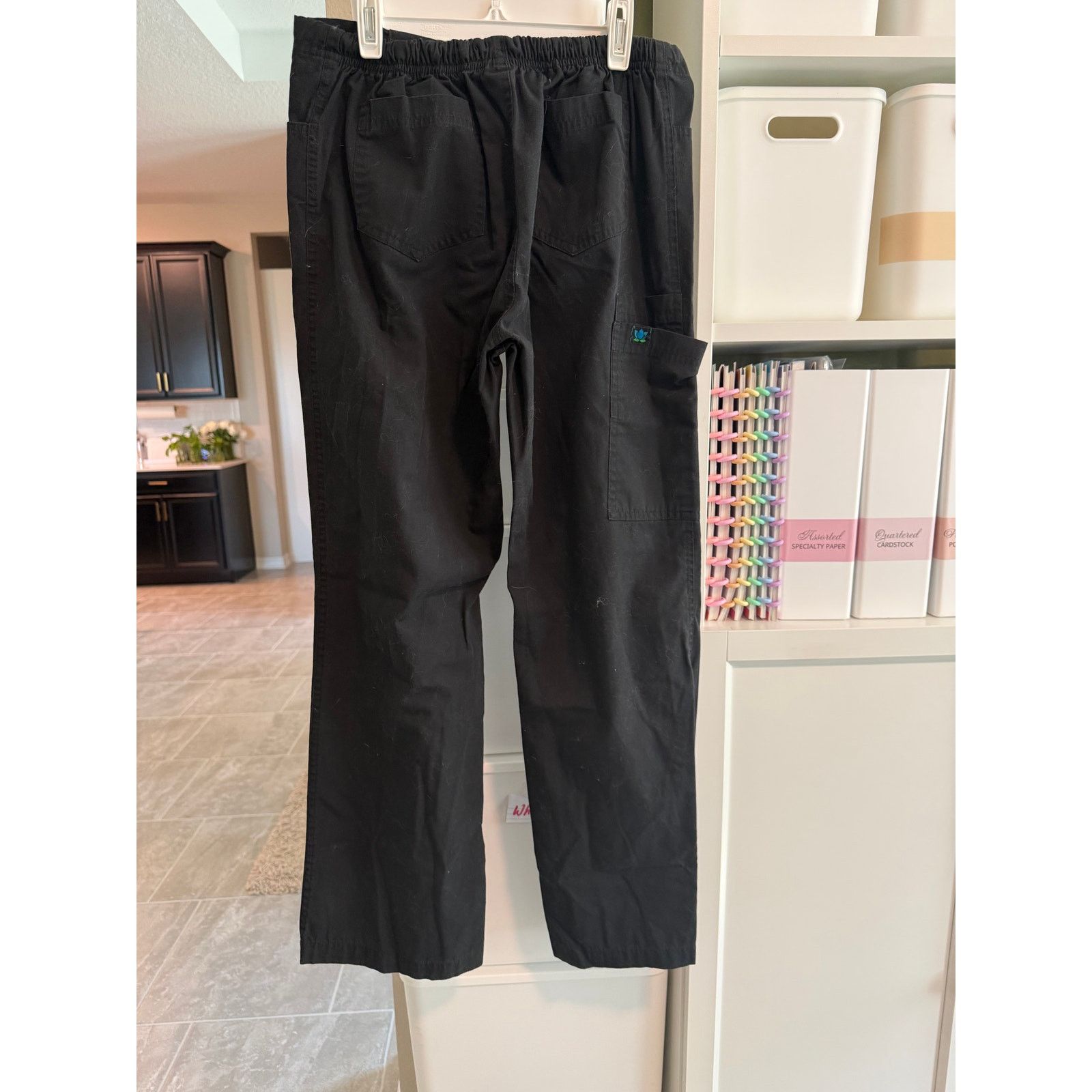 Other Women Black Scrub Pants Cargo Drawstring Yoga Waist S - C024 Size 27" / US 4 / IT 40 - 4 Thumbnail