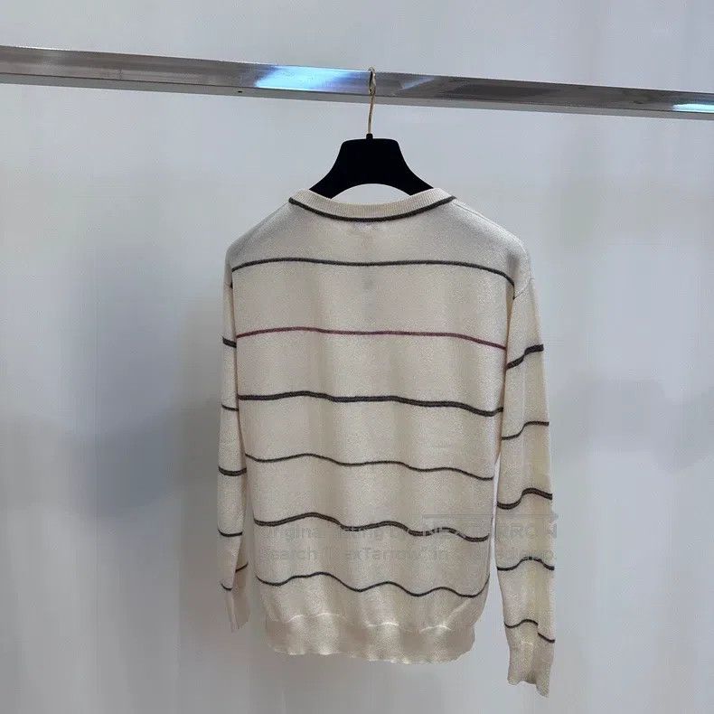 Brunello Cucinelli Brunello Cucinelli Striped Crew Neck Knit Sweater Size XS / US 0-2 / IT 36-38 - 2 Thumbnail