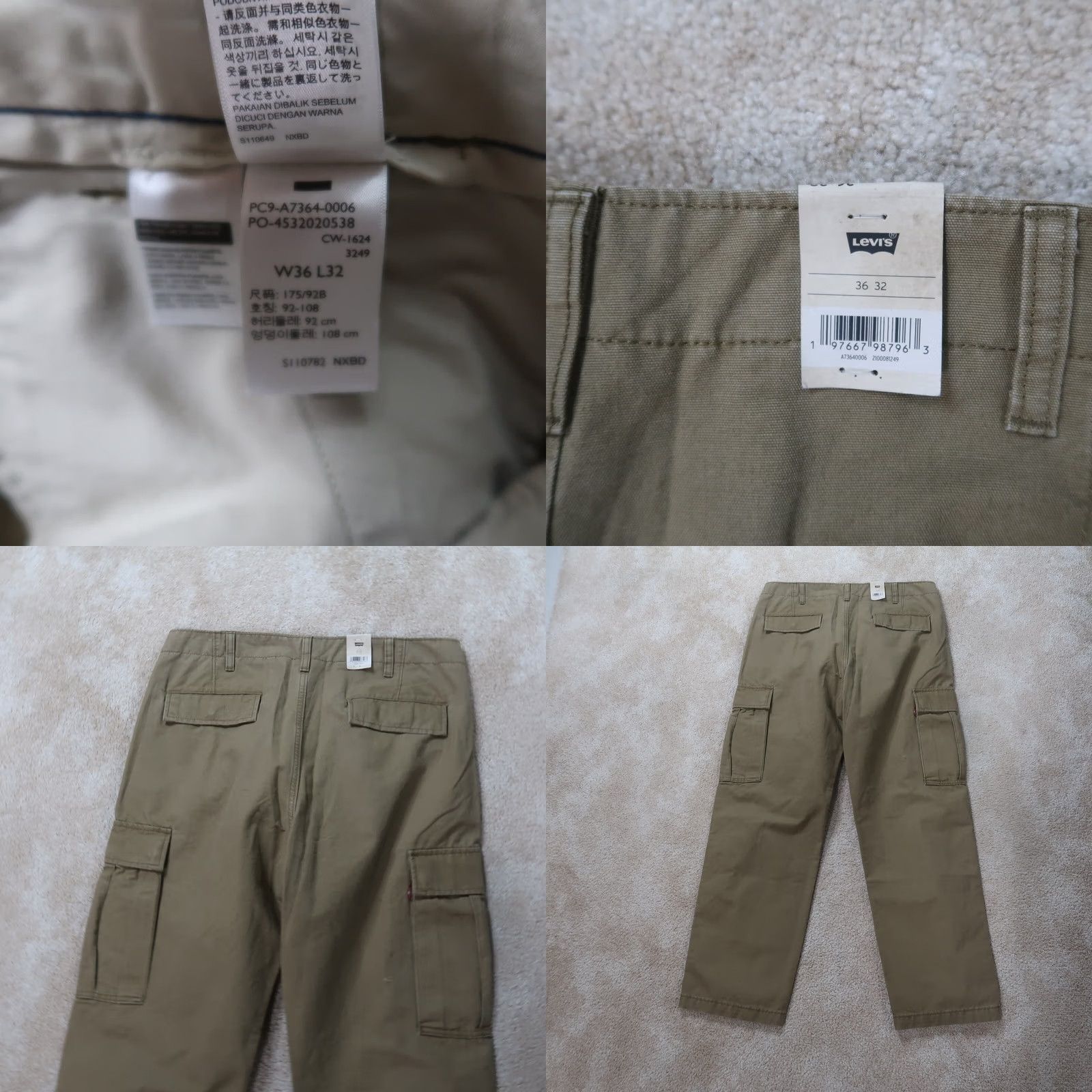 Levi's Levi's Cargo Pants Men 36x32 Beige Straight Leg Regular 90s Grunge Hip Hop Cargo Pocket Jeans Size US 36 / EU 52 - 8 Thumbnail