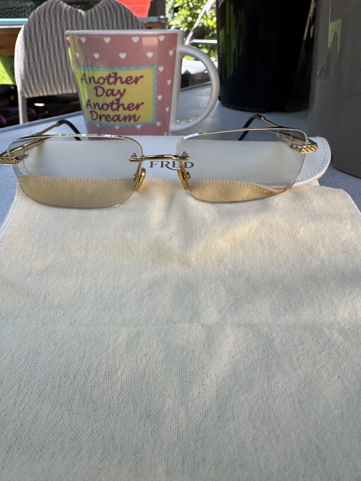 FRED Fred Force 10 Rimless Sunglasses Gold Tone Size ONE SIZE - 8 Thumbnail