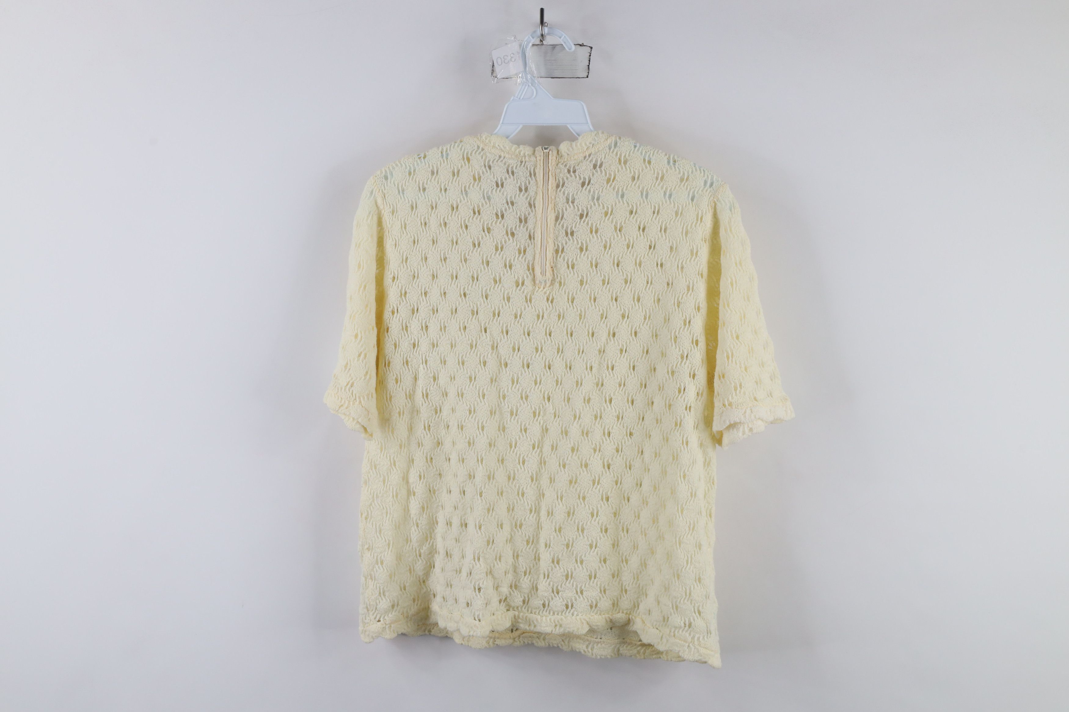 Vintage Vintage 50s 60s Streetwear Crochet Short Sleeve Sweater USA Size M / US 6-8 / IT 42-44 - 7 Thumbnail