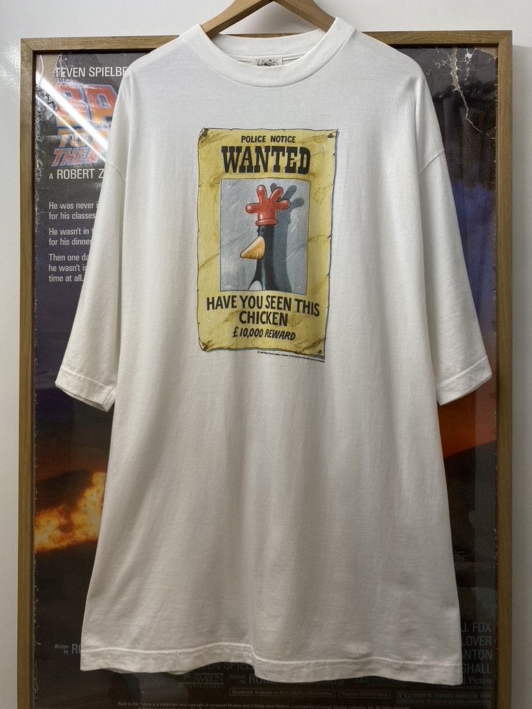Vintage 90s Wallace & Gromit Feathers McGraw Wanted Poster Tee Size US XXL / EU 58 / 5 - 1 Thumbnail