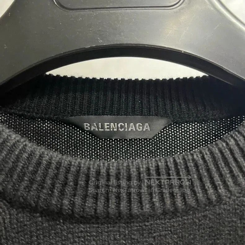 Balenciaga Black Logo Embroidered Sweater.