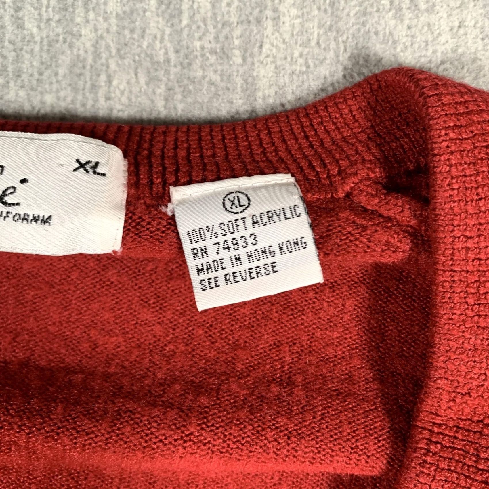 Vintage Dache Sweater Mens XL Red V-Neck Acrylic Knit Pullover Lightweight Long Sleeve Size US XL / EU 56 / 4 - 5 Thumbnail