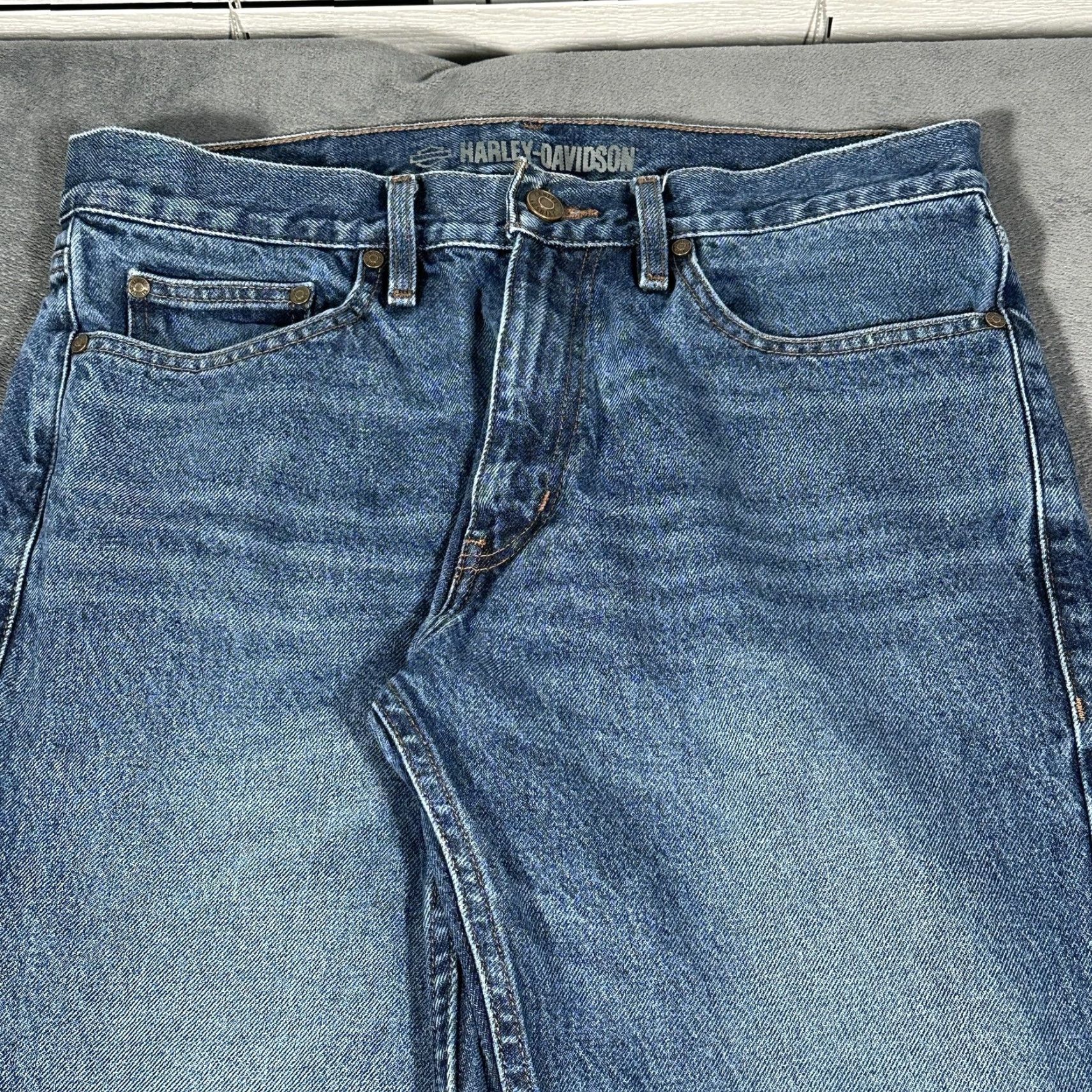 Harley Davidson VINTAGE Harley-Davidson Jeans Mens 33x34 Bootcut Denim Biker Motorcycle Pants Size US 33 - 2 Thumbnail