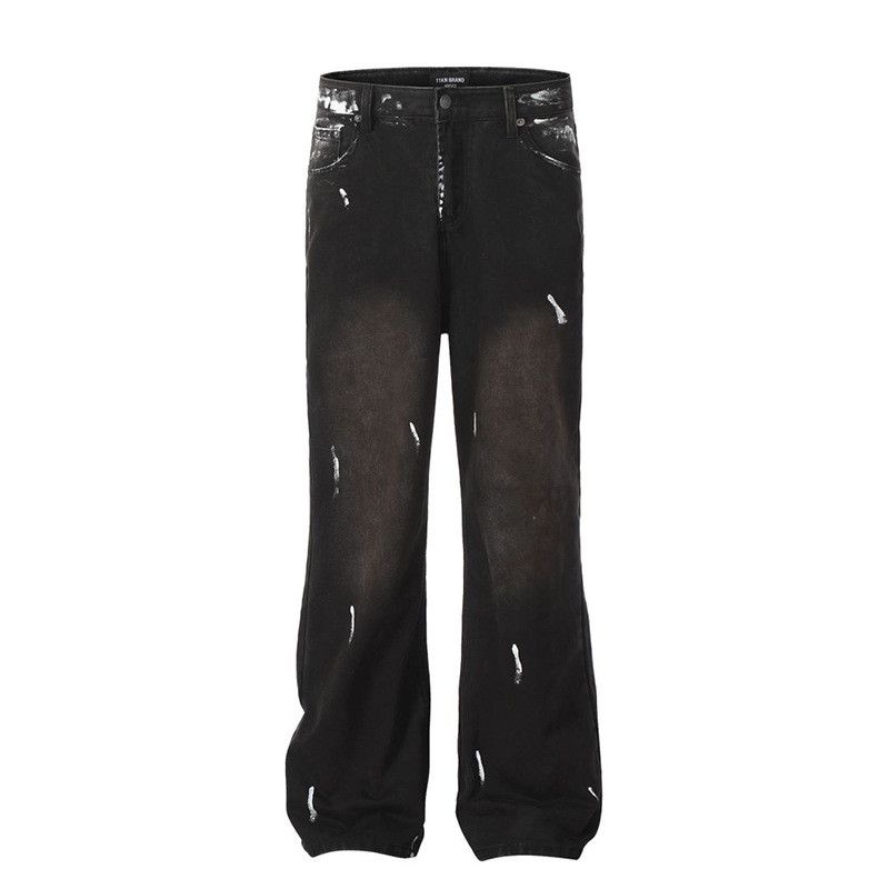 Jean American retro distressed splatter graffiti jeans Size US 32 / EU 48 - 1 Thumbnail