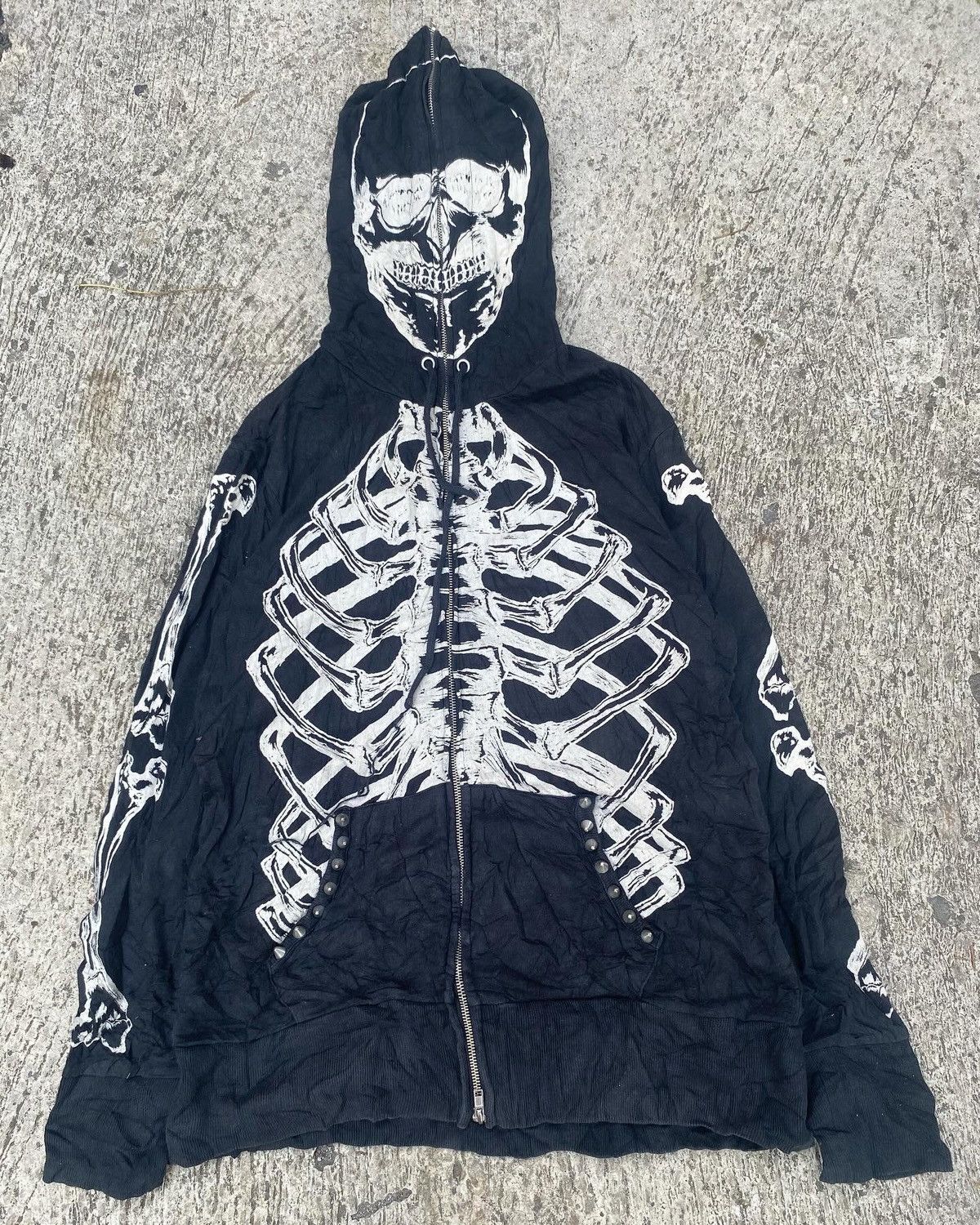 GLAD NEWS Skull Fur Zip Hoodie Indie Designs Skull Faux Fur