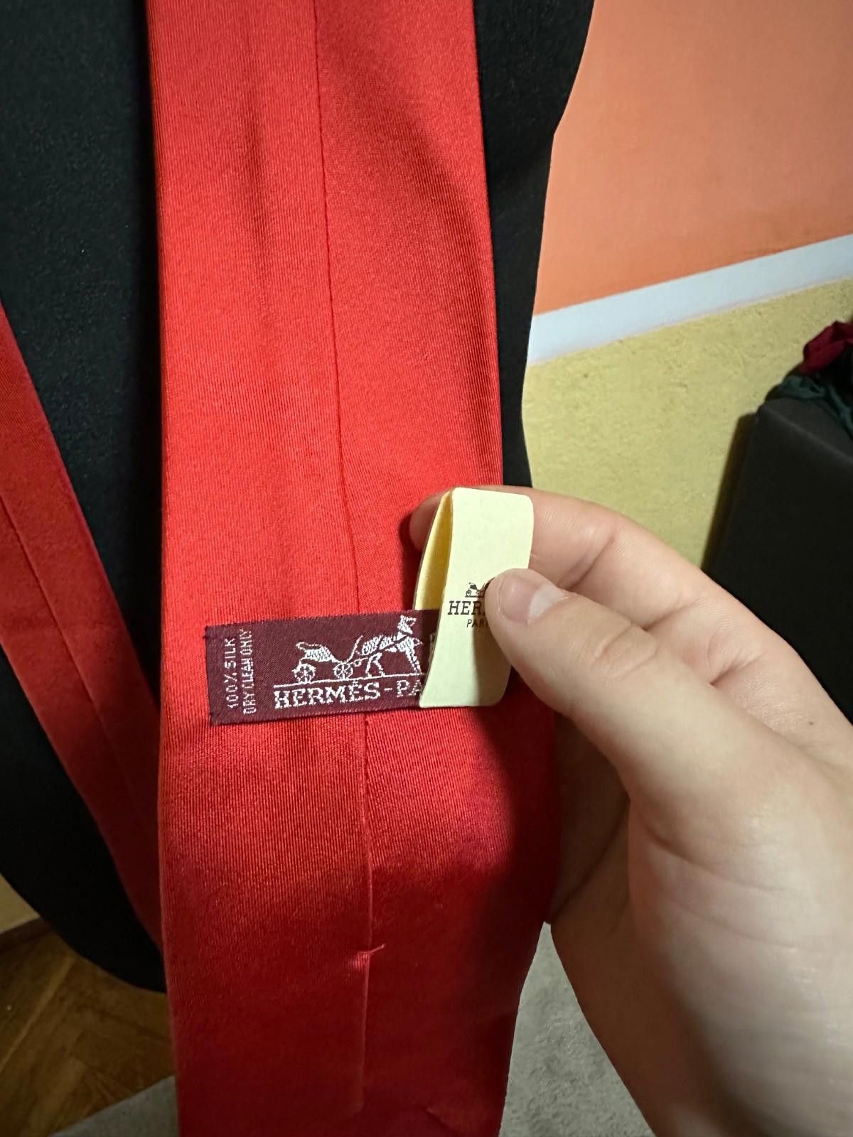 Hermes Hermes Tie Red Silk New Size ONE SIZE - 6 Thumbnail